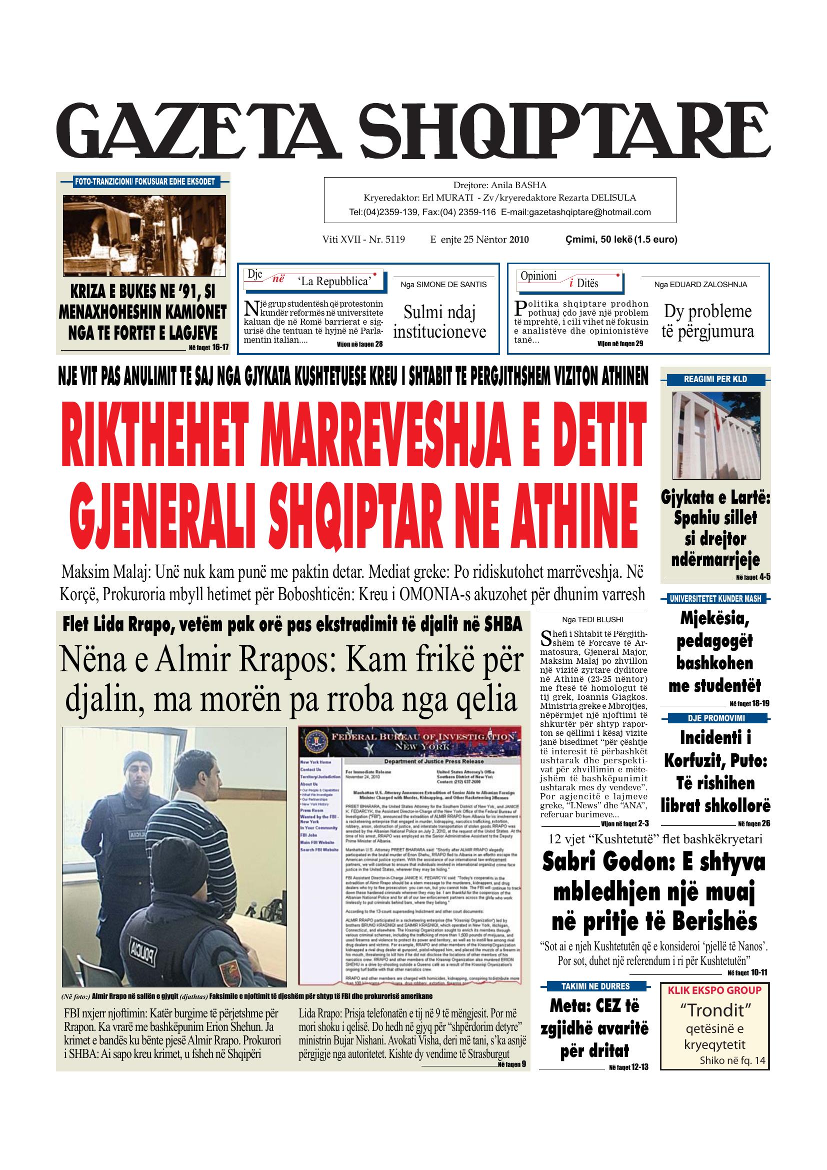 Gazeta Shqiptare 2010-11-25