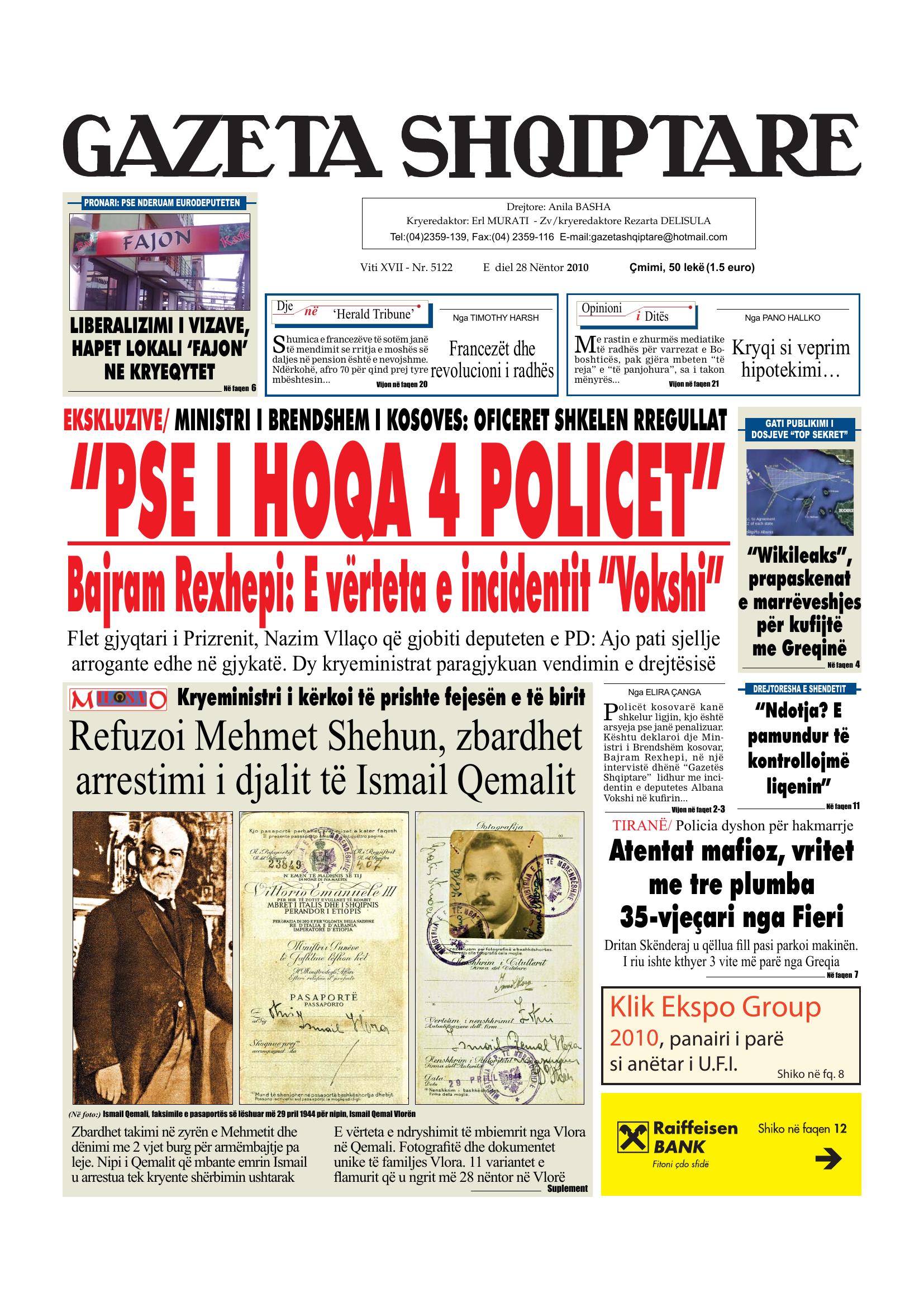 Gazeta Shqiptare 2010-11-28