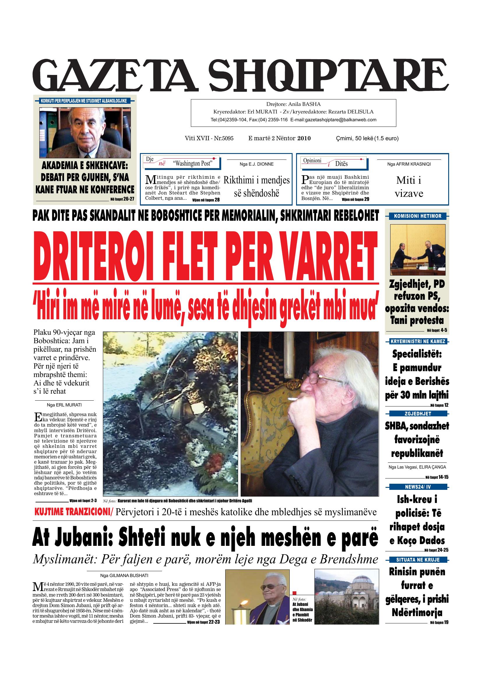 Gazeta Shqiptare 2010-11-02