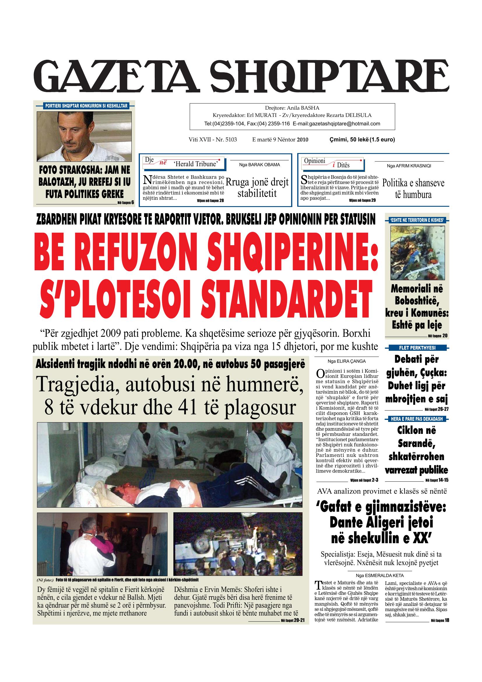 Gazeta Shqiptare 2010-11-09