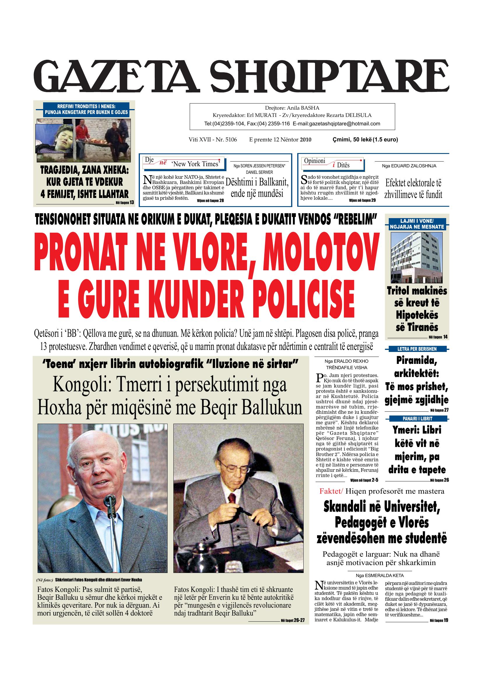 Gazeta Shqiptare 2010-11-12