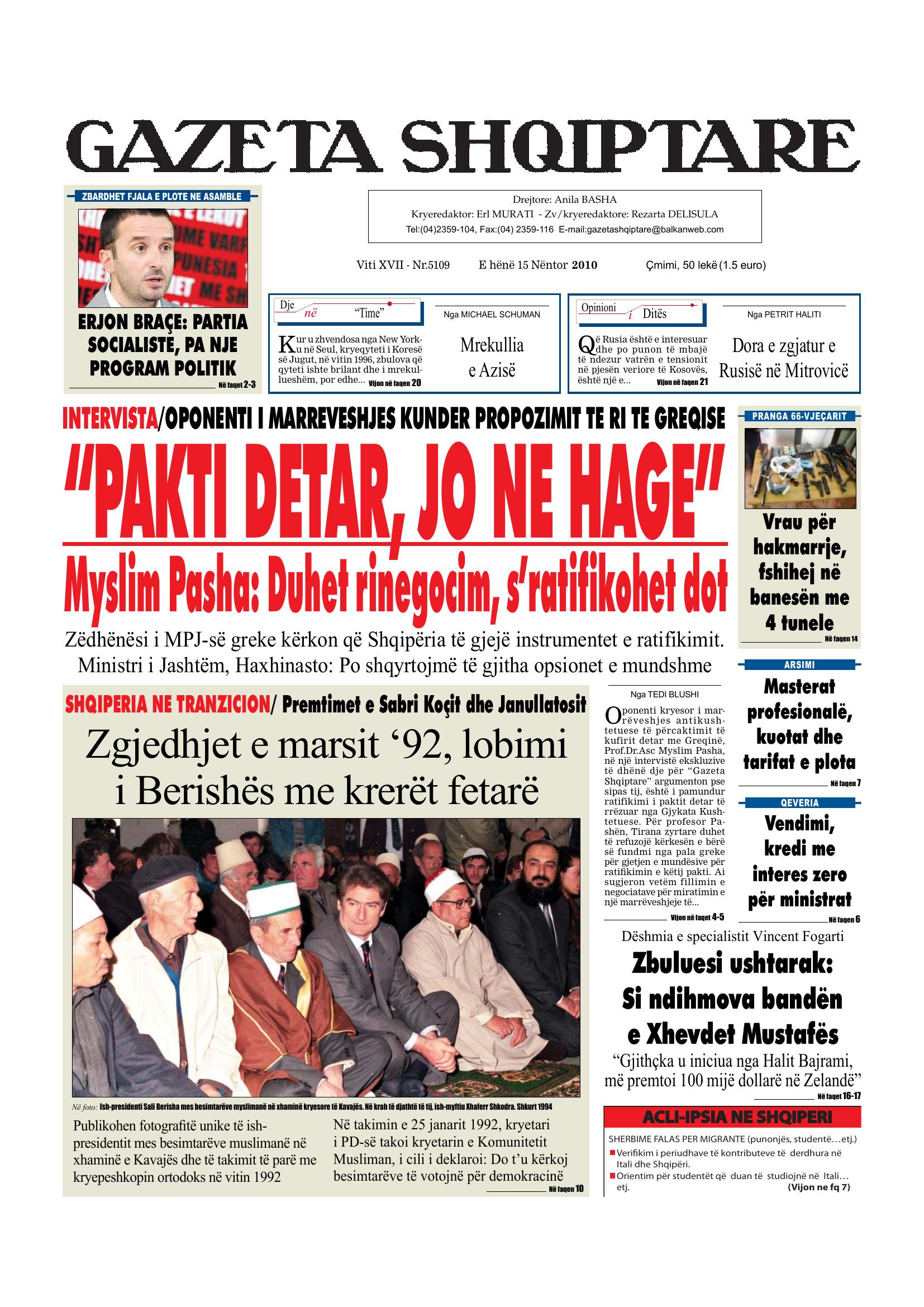 Gazeta Shqiptare 2010-11-15
