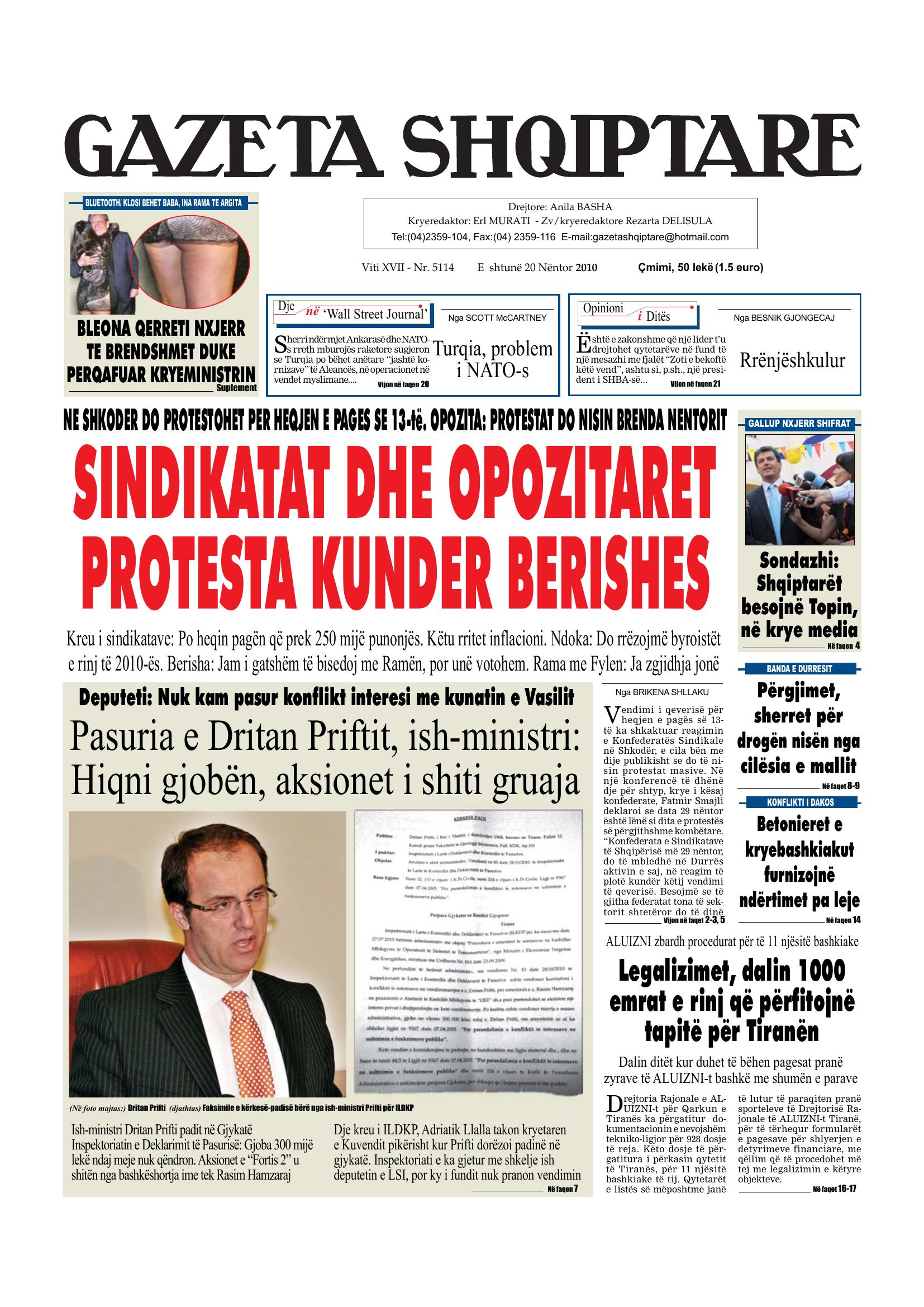 Gazeta Shqiptare 2010-11-20