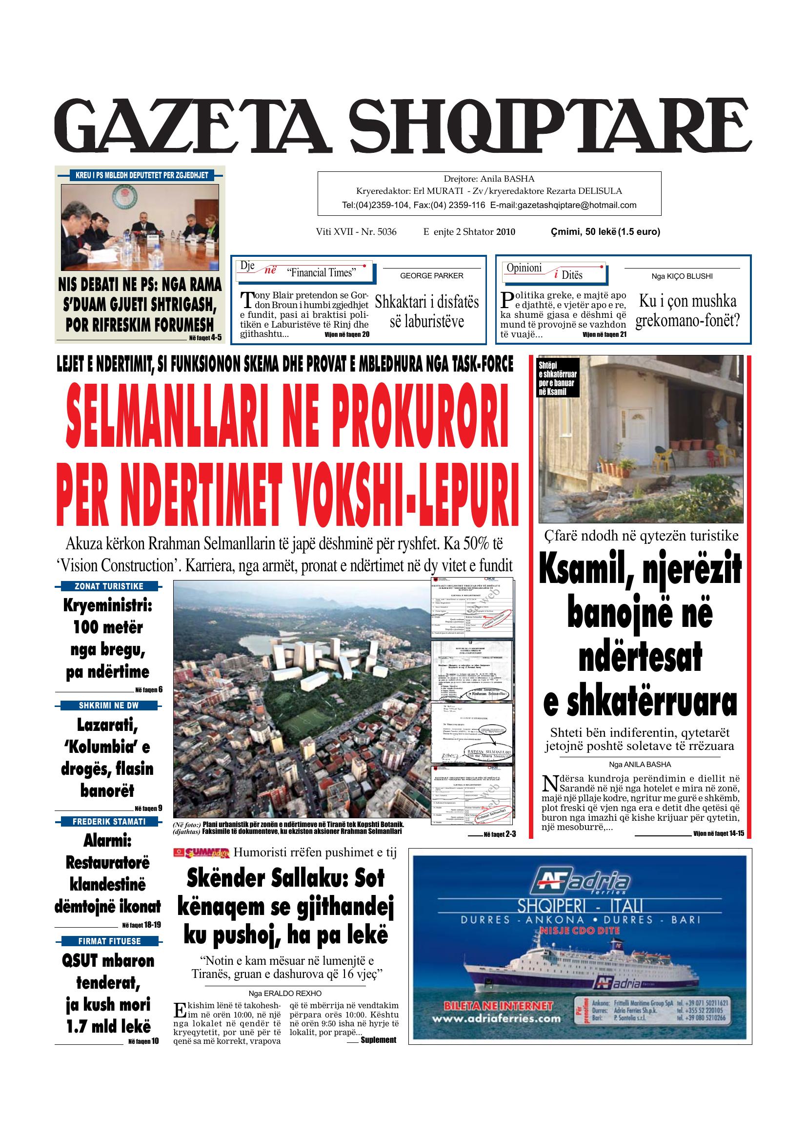 Gazeta Shqiptare 2010-09-02