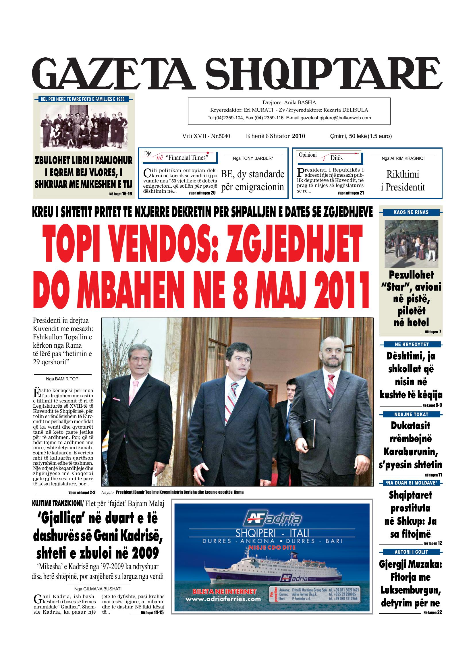 Gazeta Shqiptare 2010-09-06