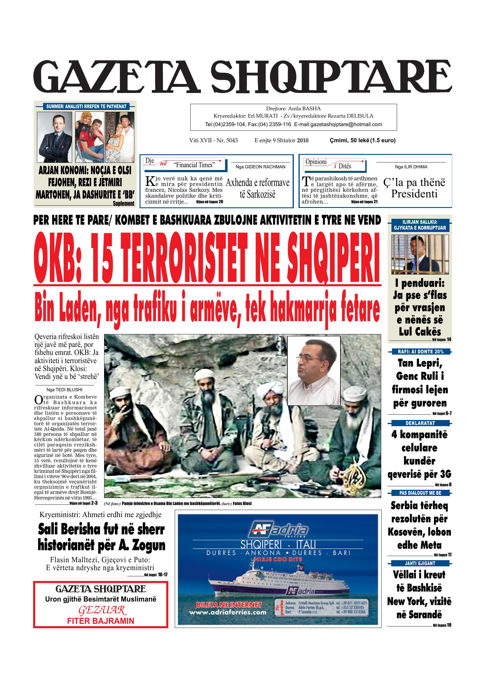 Gazeta Shqiptare 2010-09-09