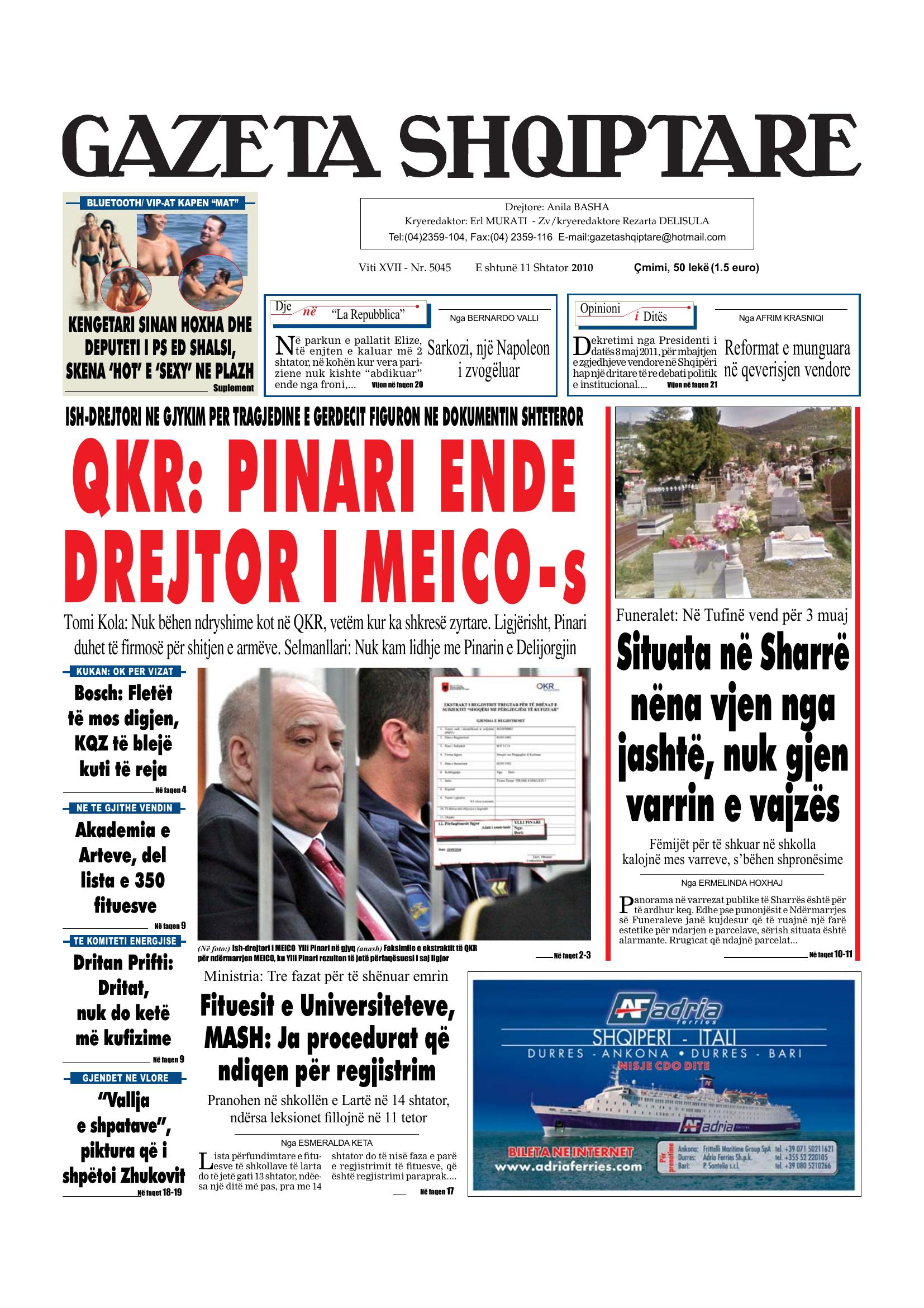 Gazeta Shqiptare 2010-09-11