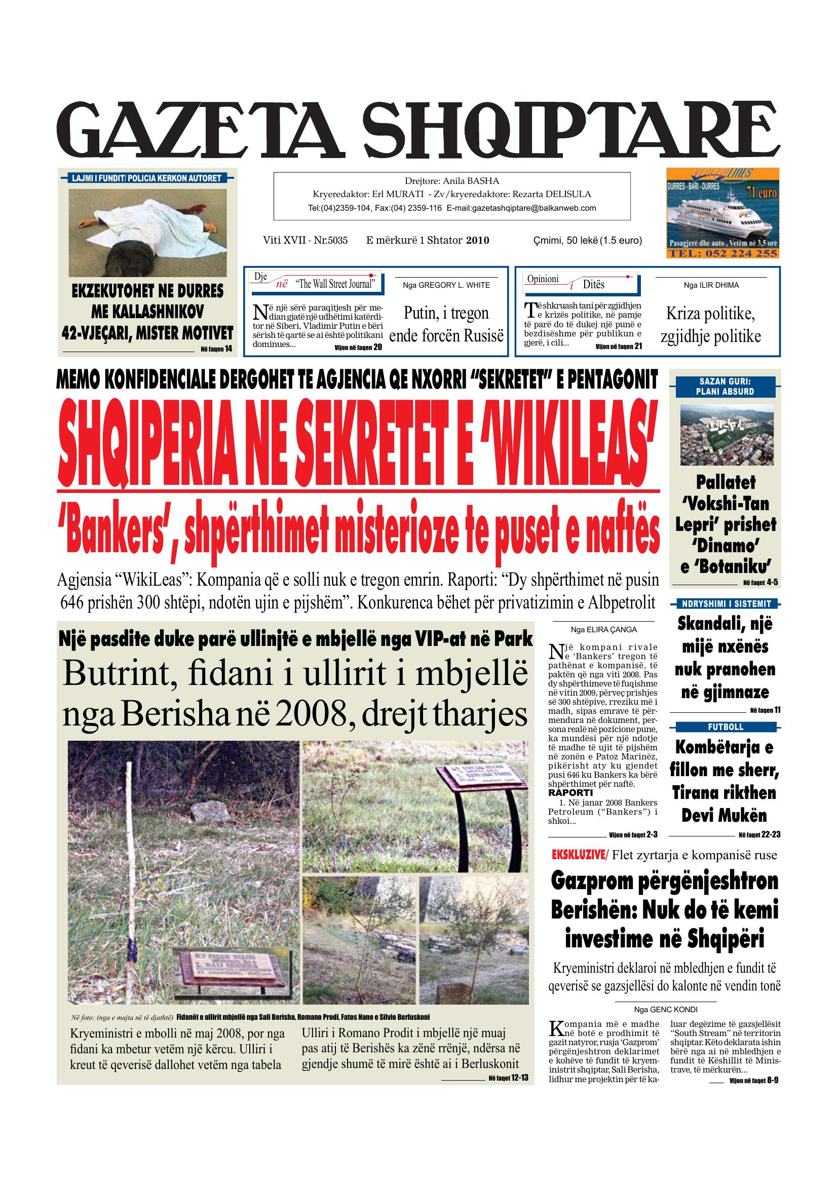 Gazeta Shqiptare 2010-09-01