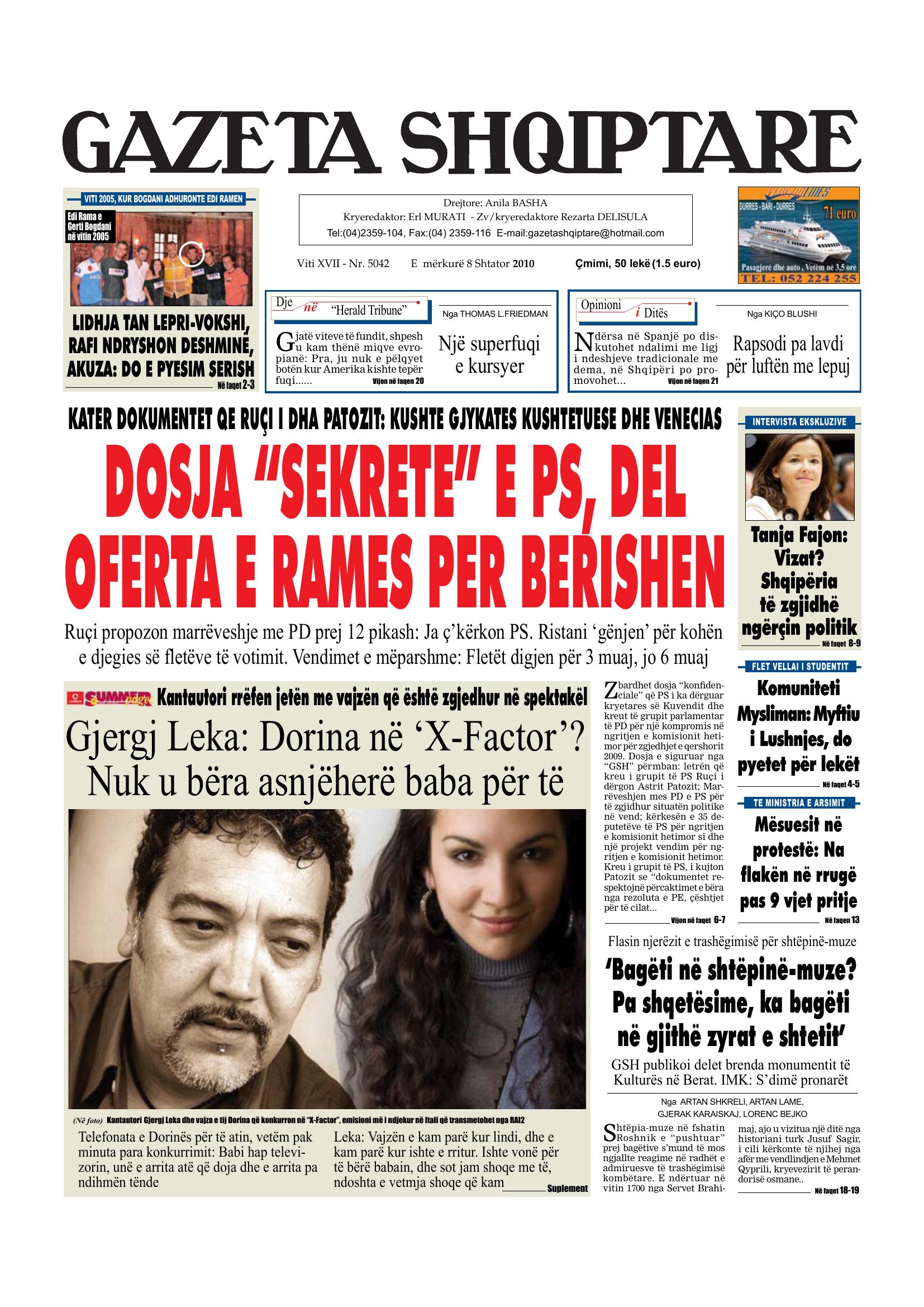 Gazeta Shqiptare 2010-09-08