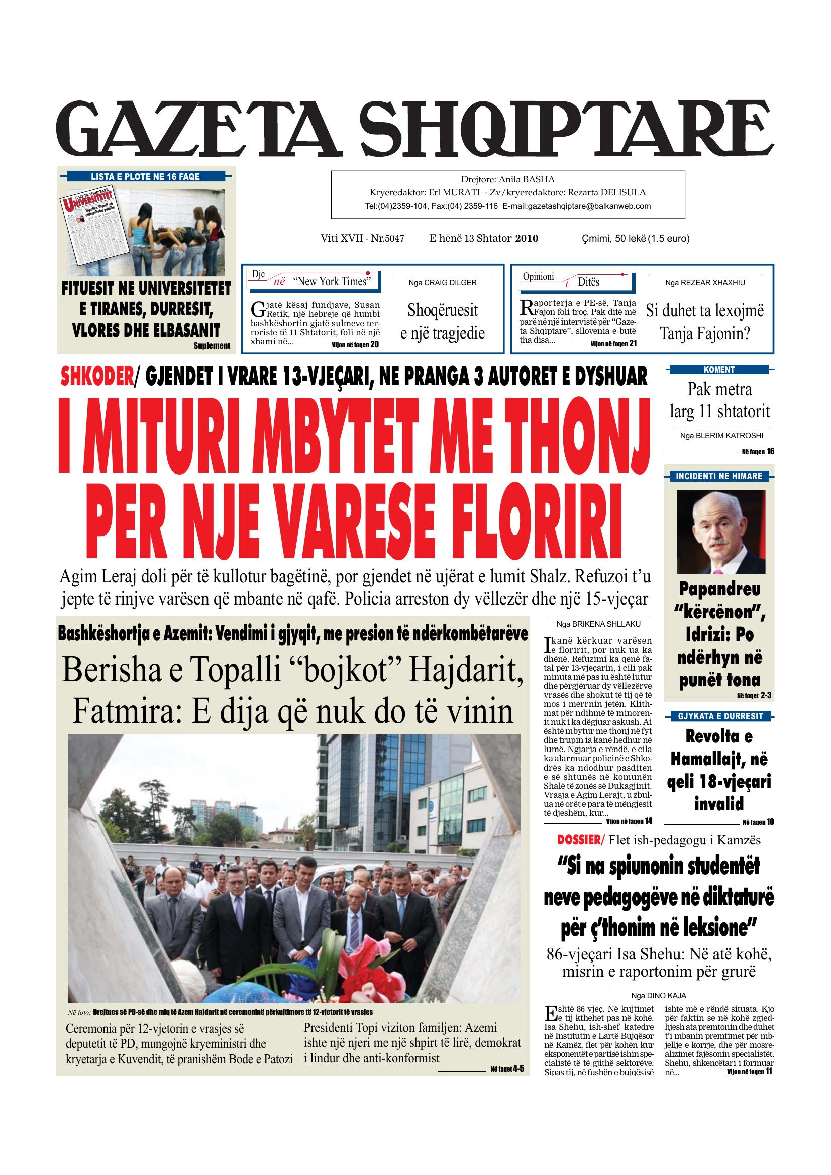Gazeta Shqiptare 2010-09-13