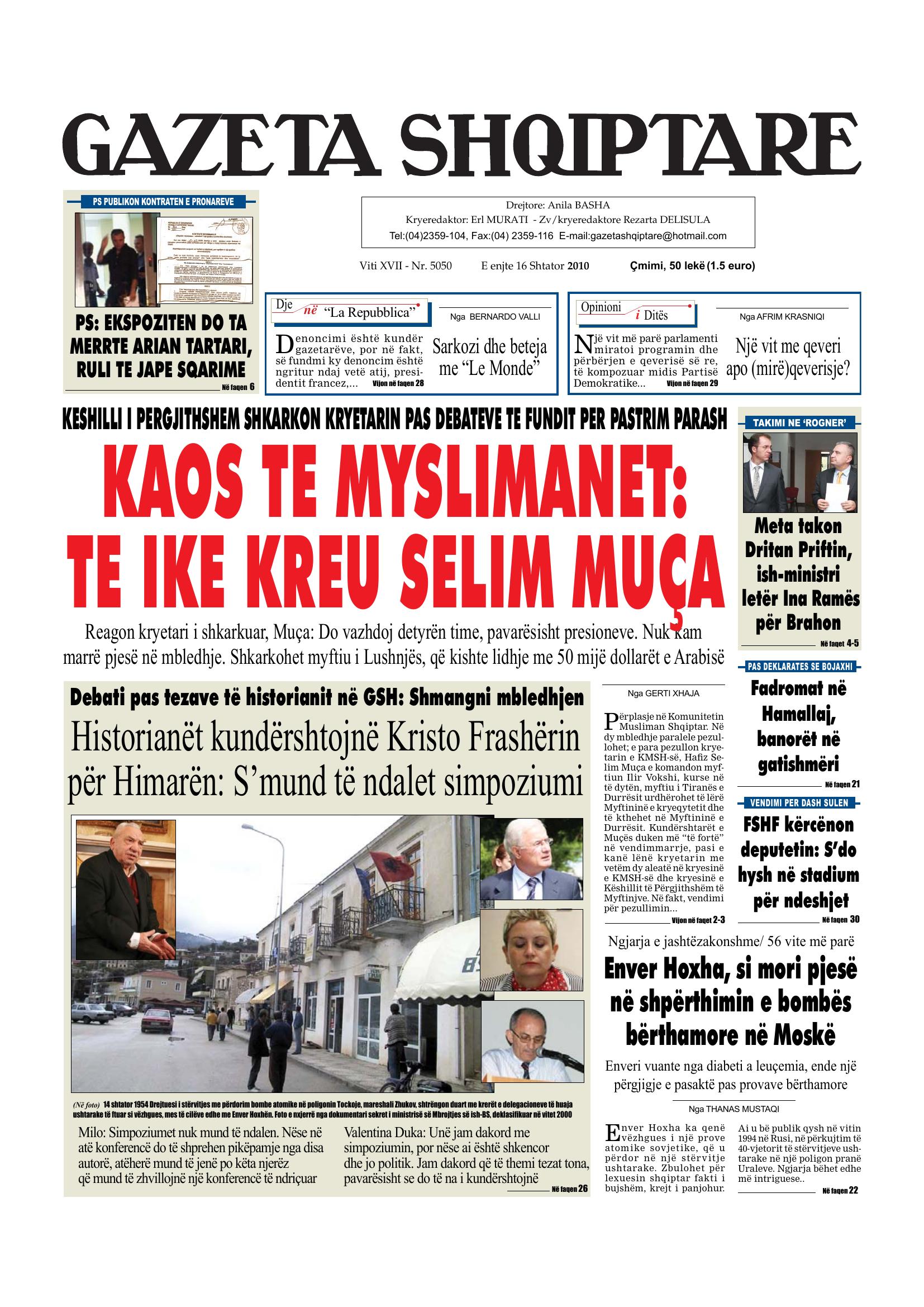 Gazeta Shqiptare 2010-09-16