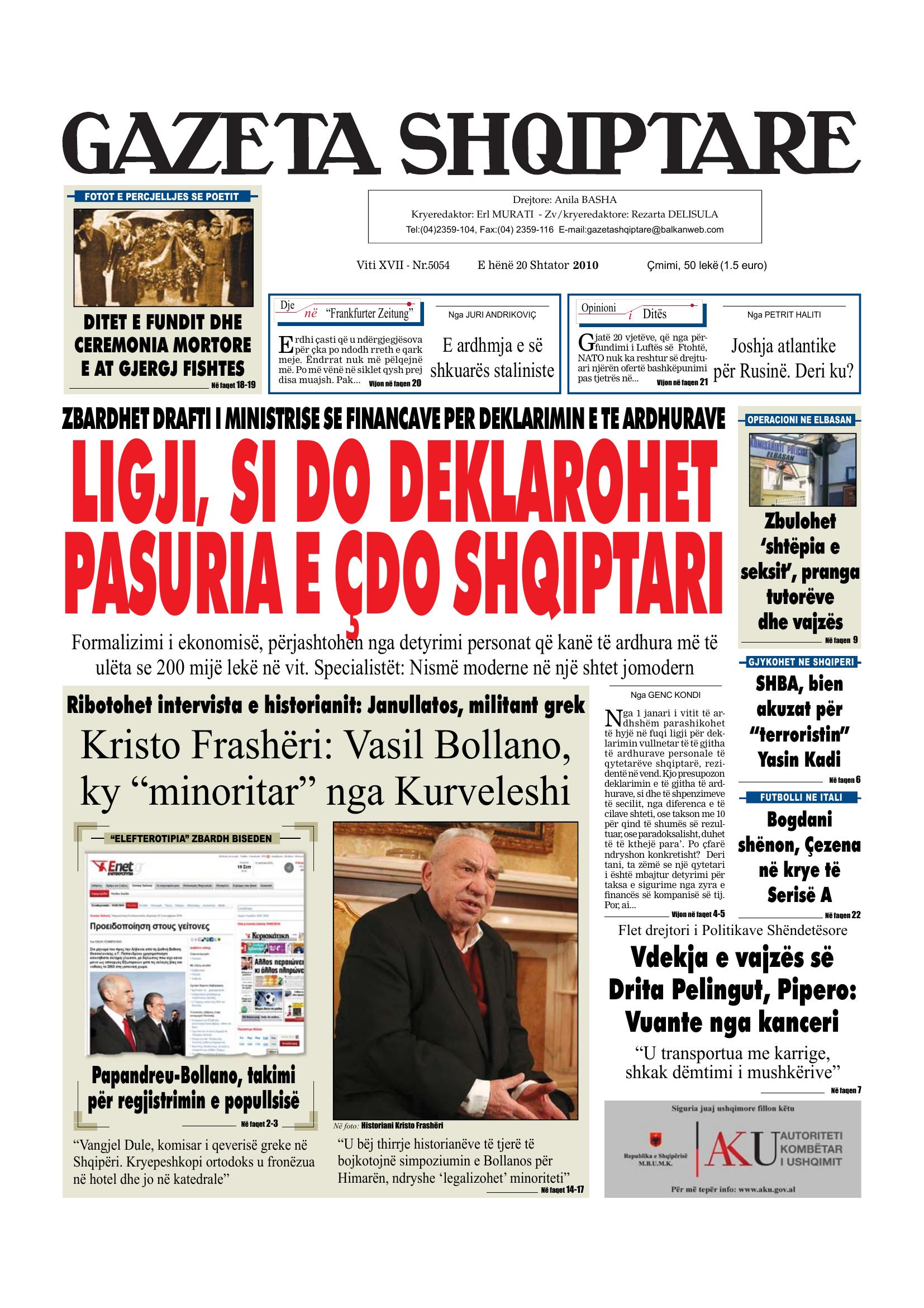 Gazeta Shqiptare 2010-09-20