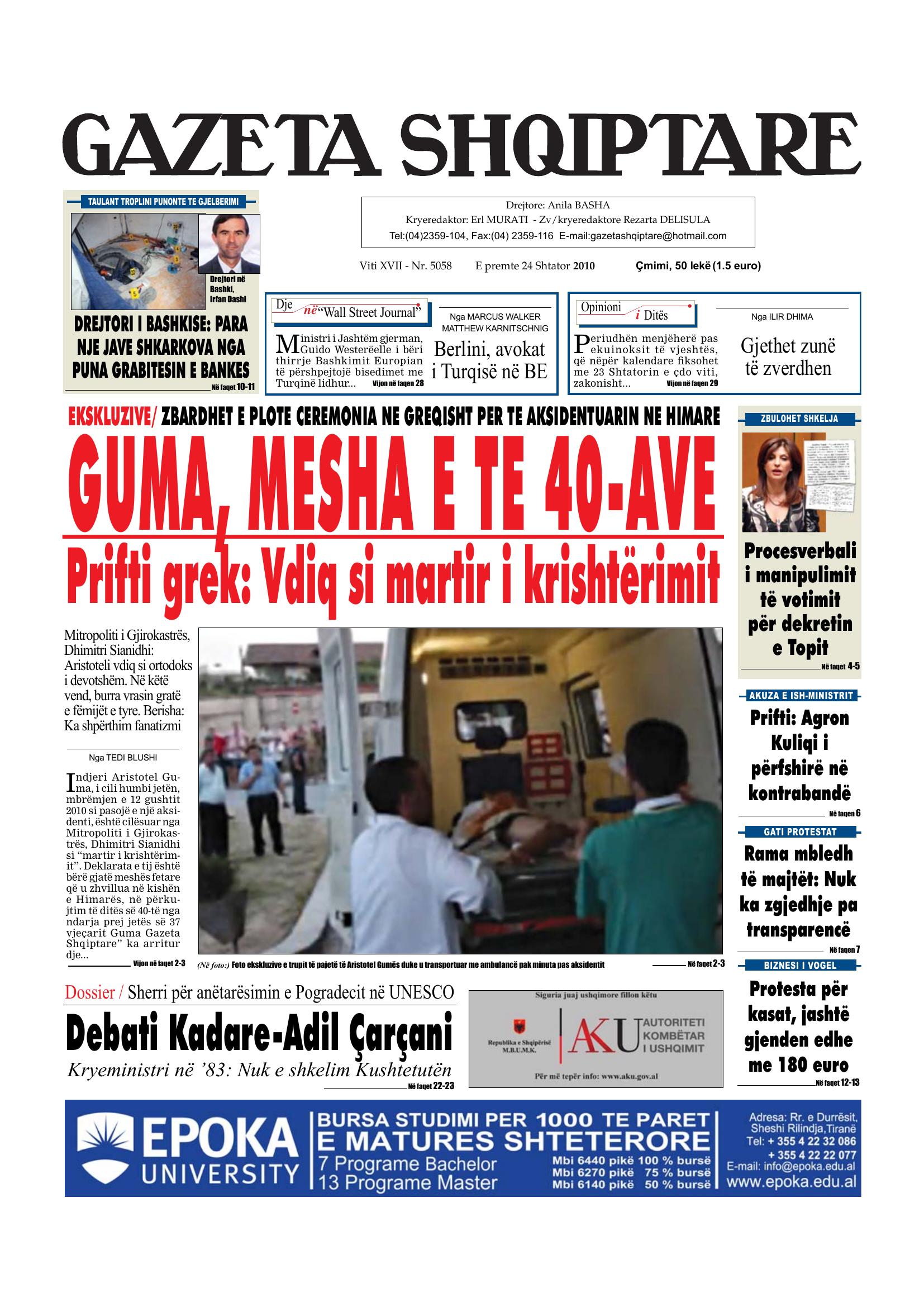 Gazeta Shqiptare 2010-09-24