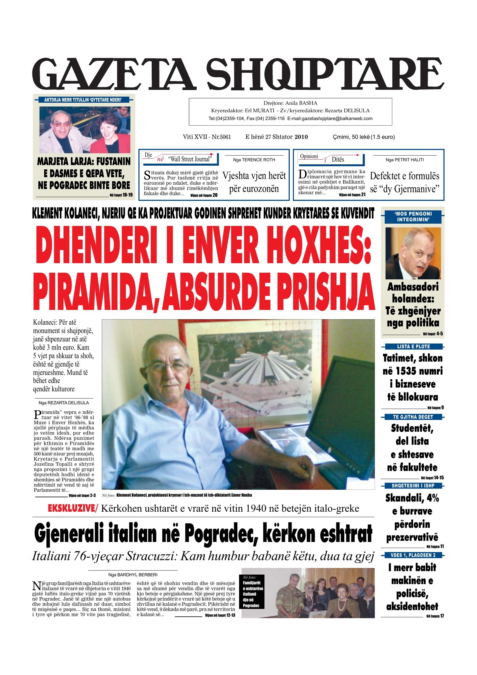 Gazeta Shqiptare 2010-09-27