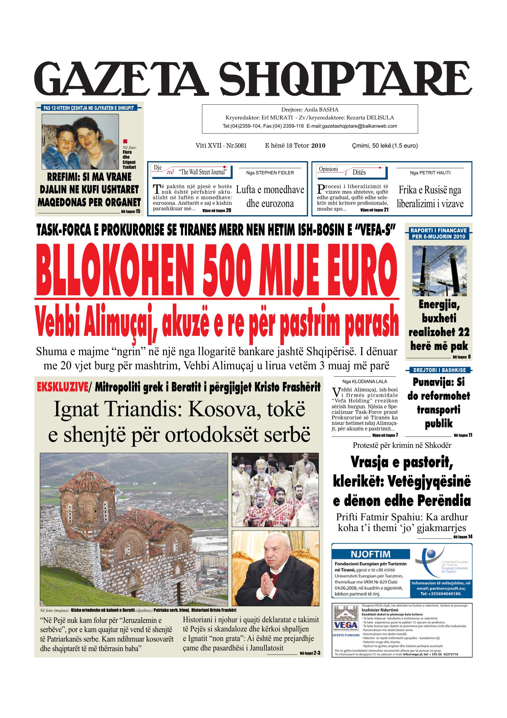 Gazeta Shqiptare 2010-10-18
