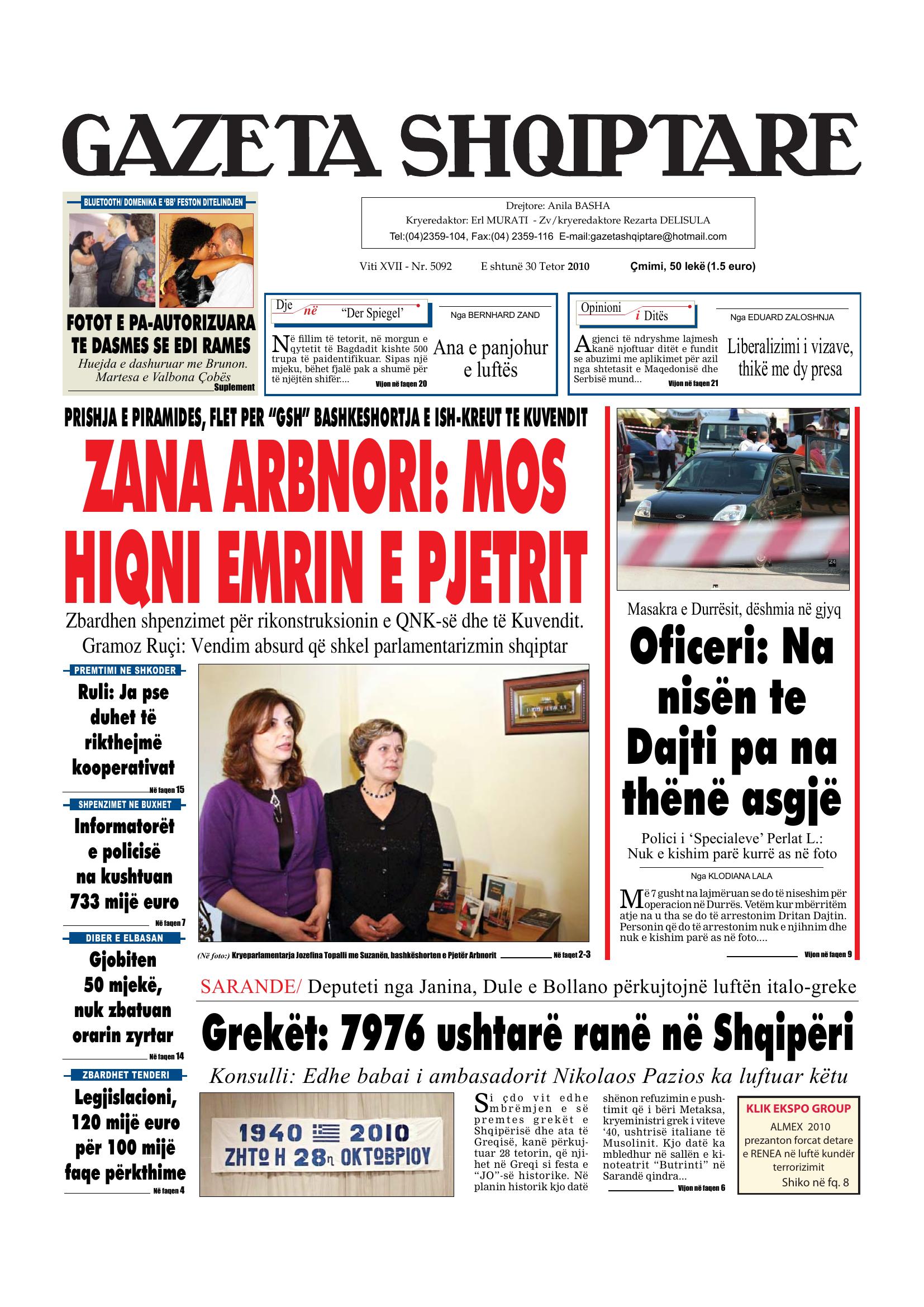 Gazeta Shqiptare 2010-10-30