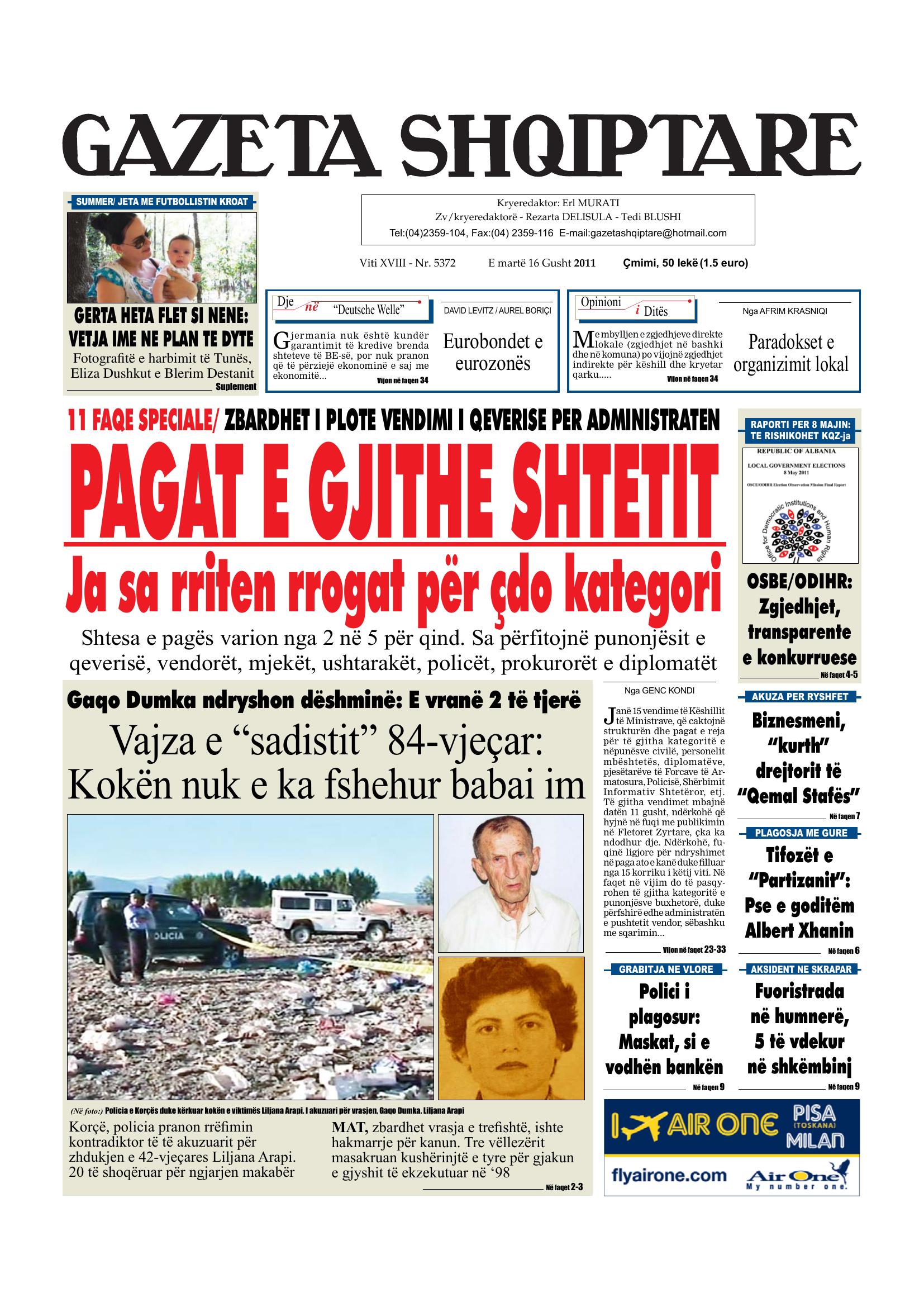 Gazeta Shqiptare 2011-08-16