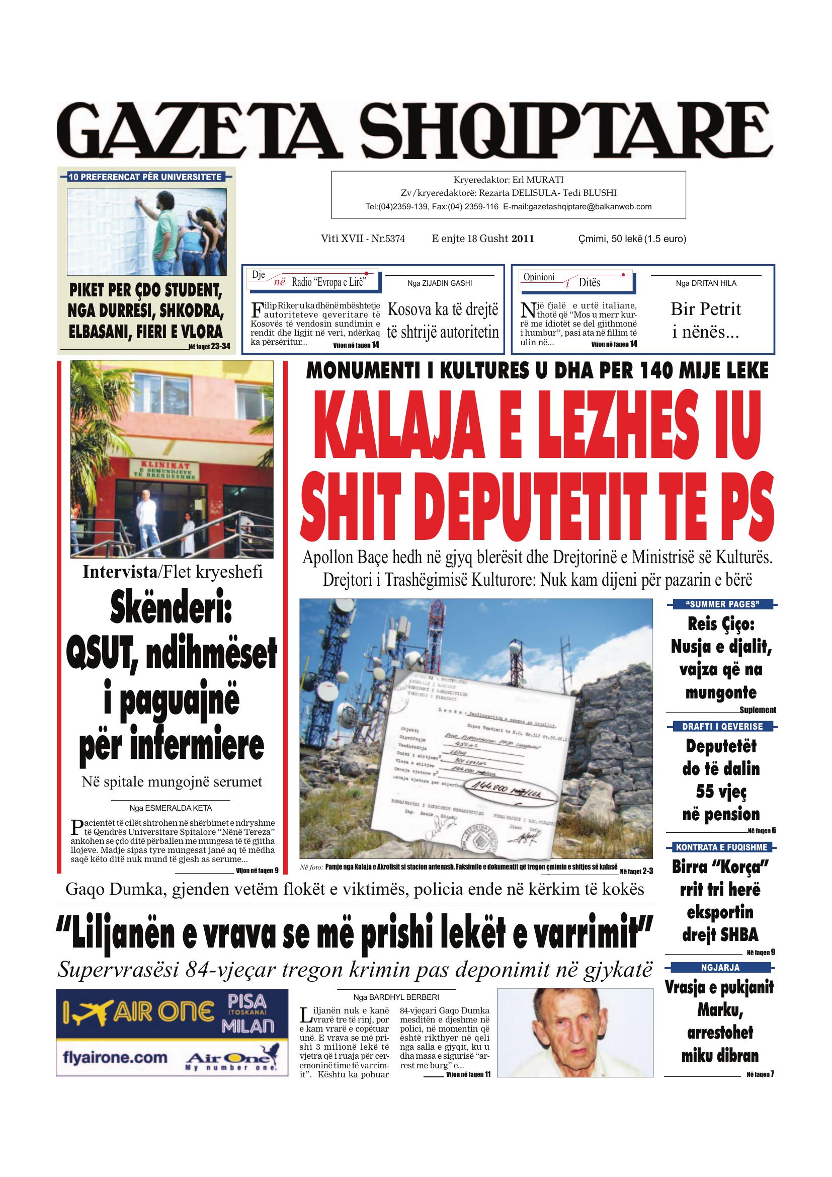 Gazeta Shqiptare 2011-08-18