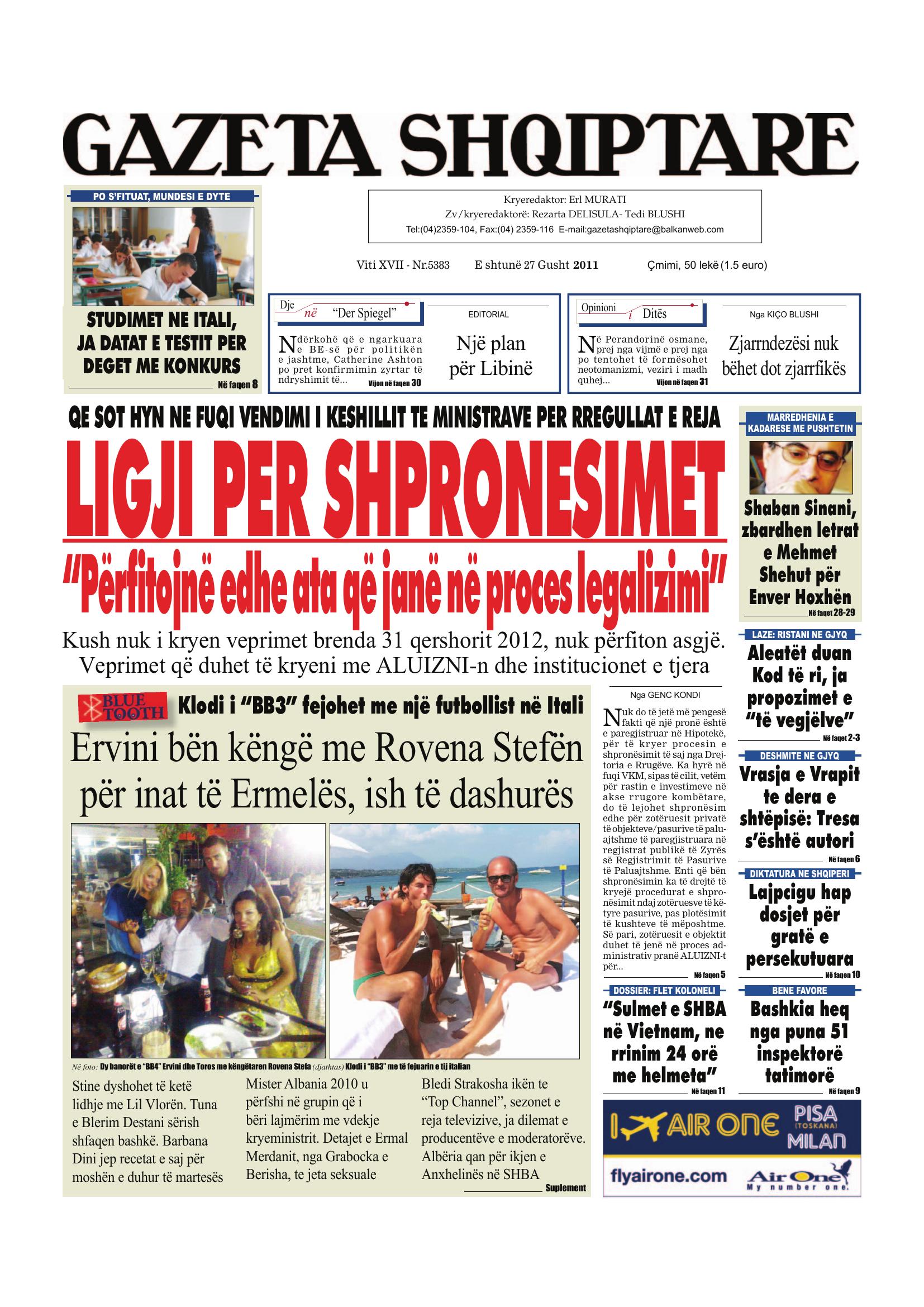 Gazeta Shqiptare 2011-08-27