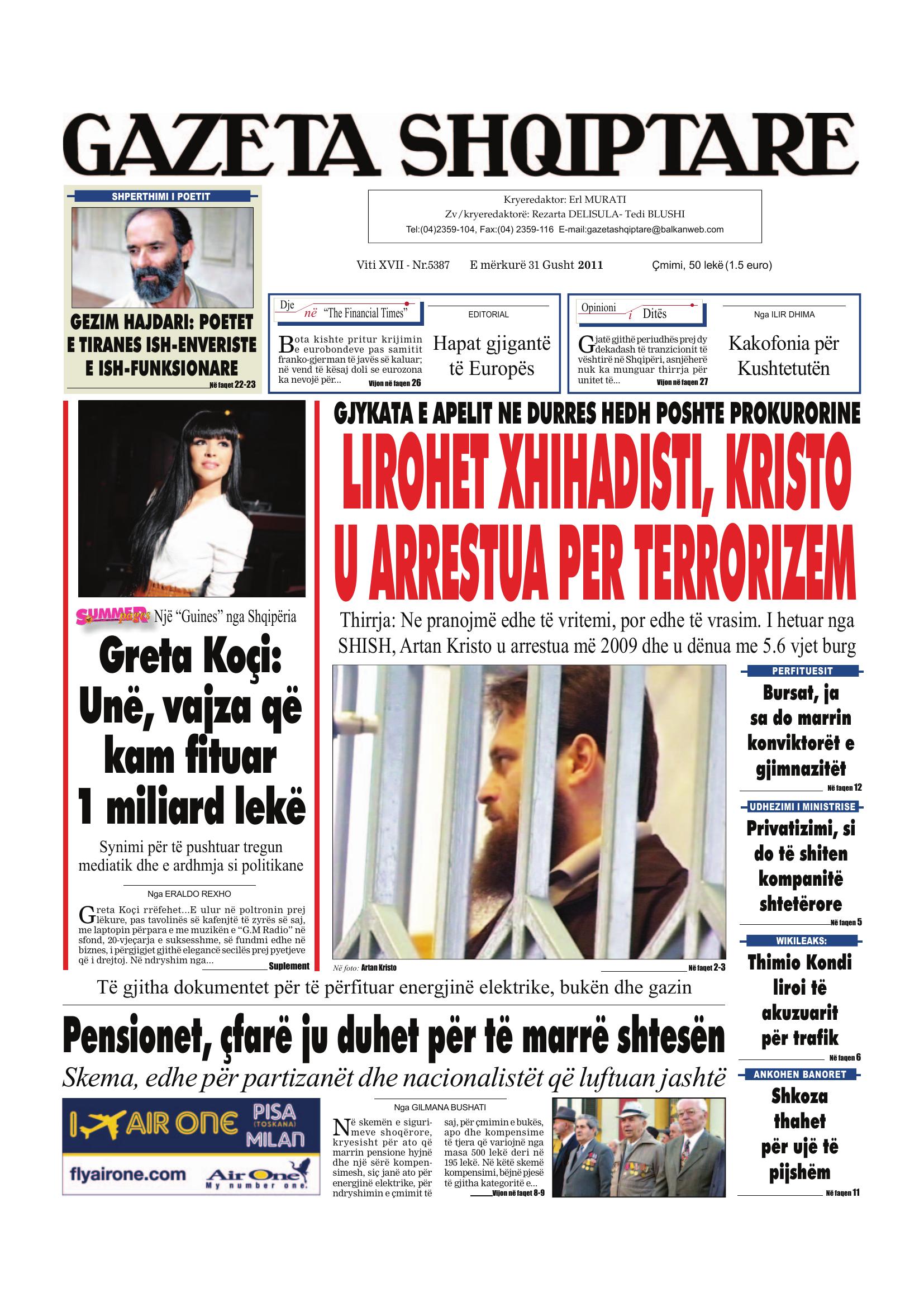 Gazeta Shqiptare 2011-08-31