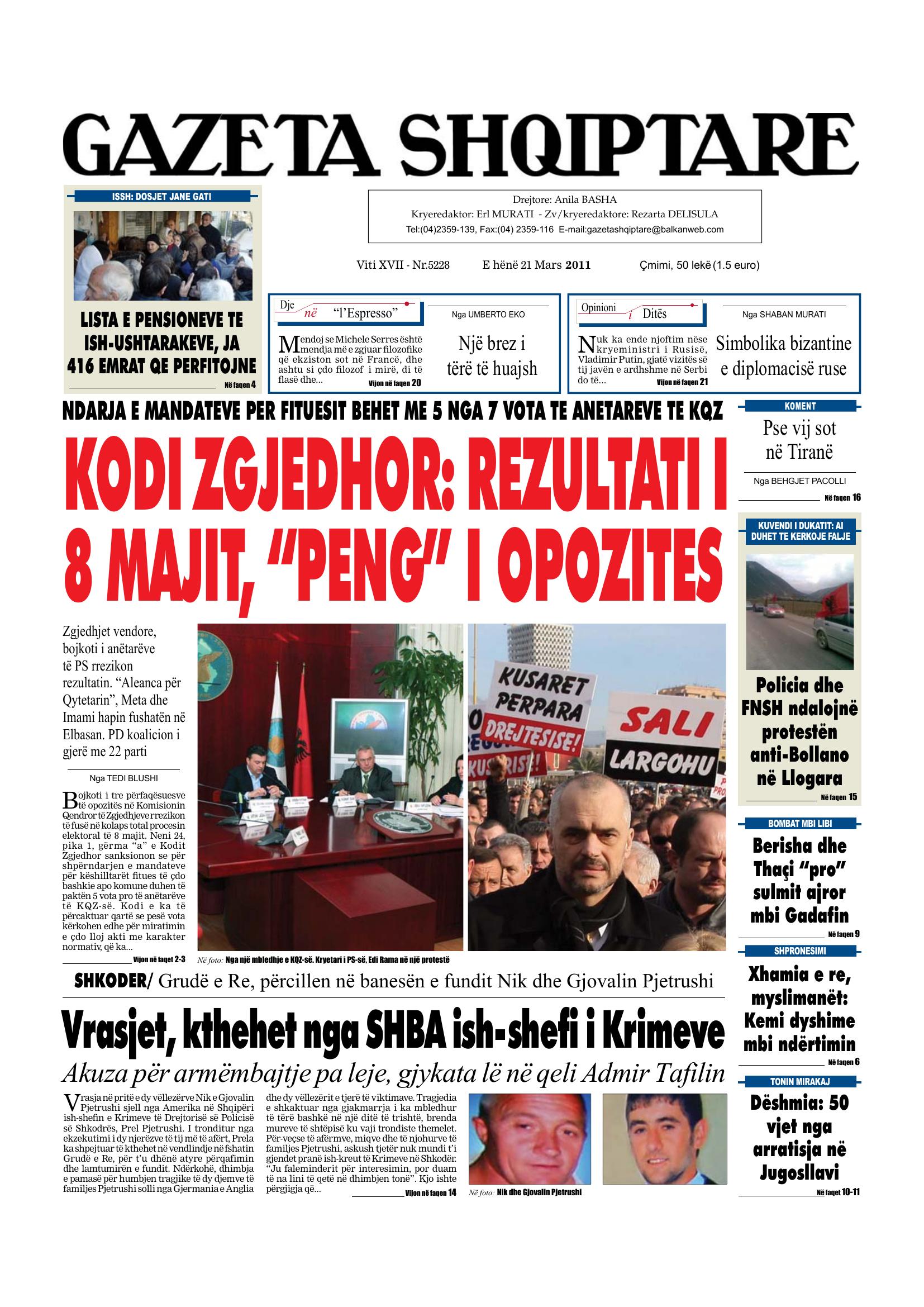 Gazeta Shqiptare 2011-03-21
