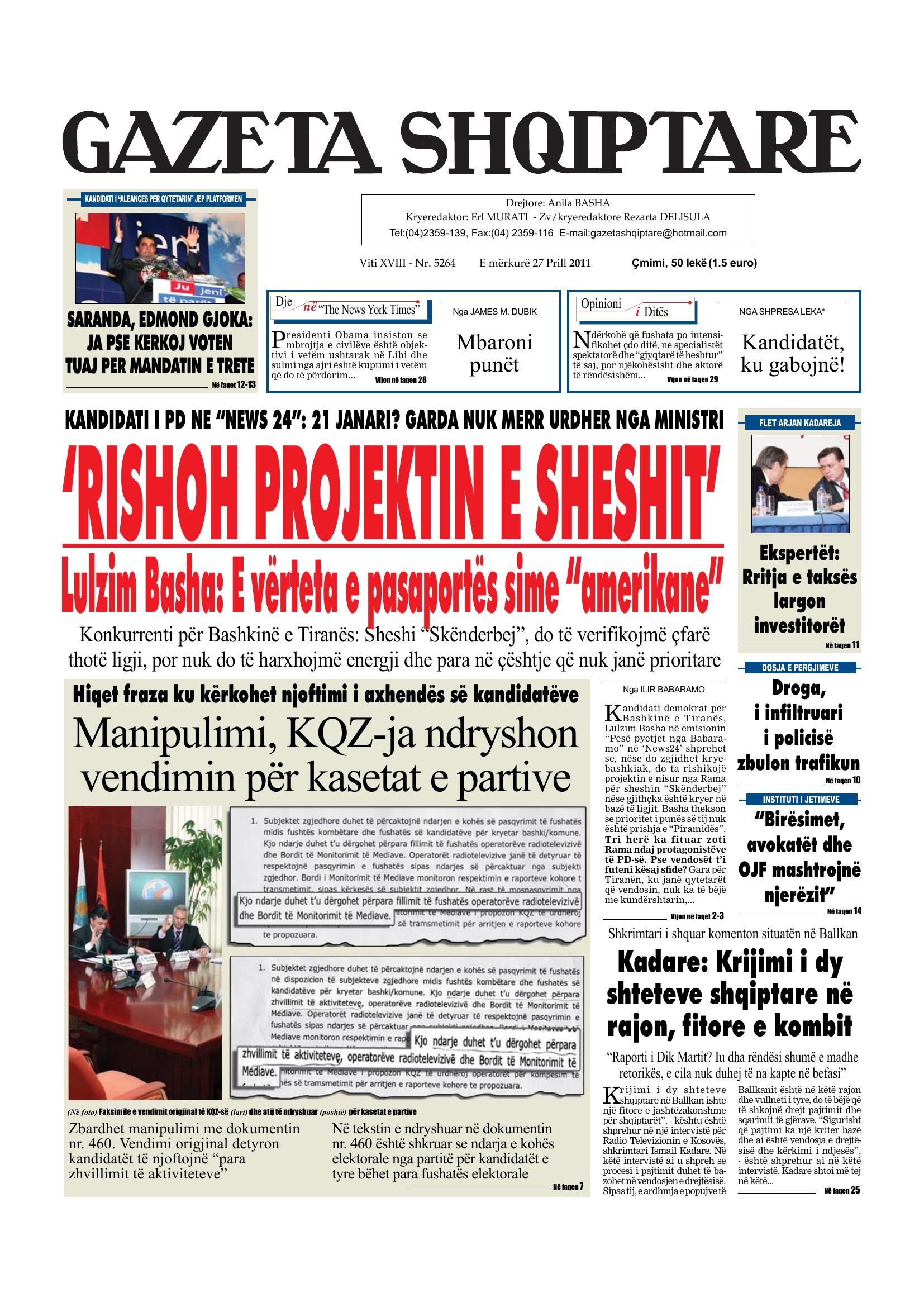 Gazeta Shqiptare 2011-04-27