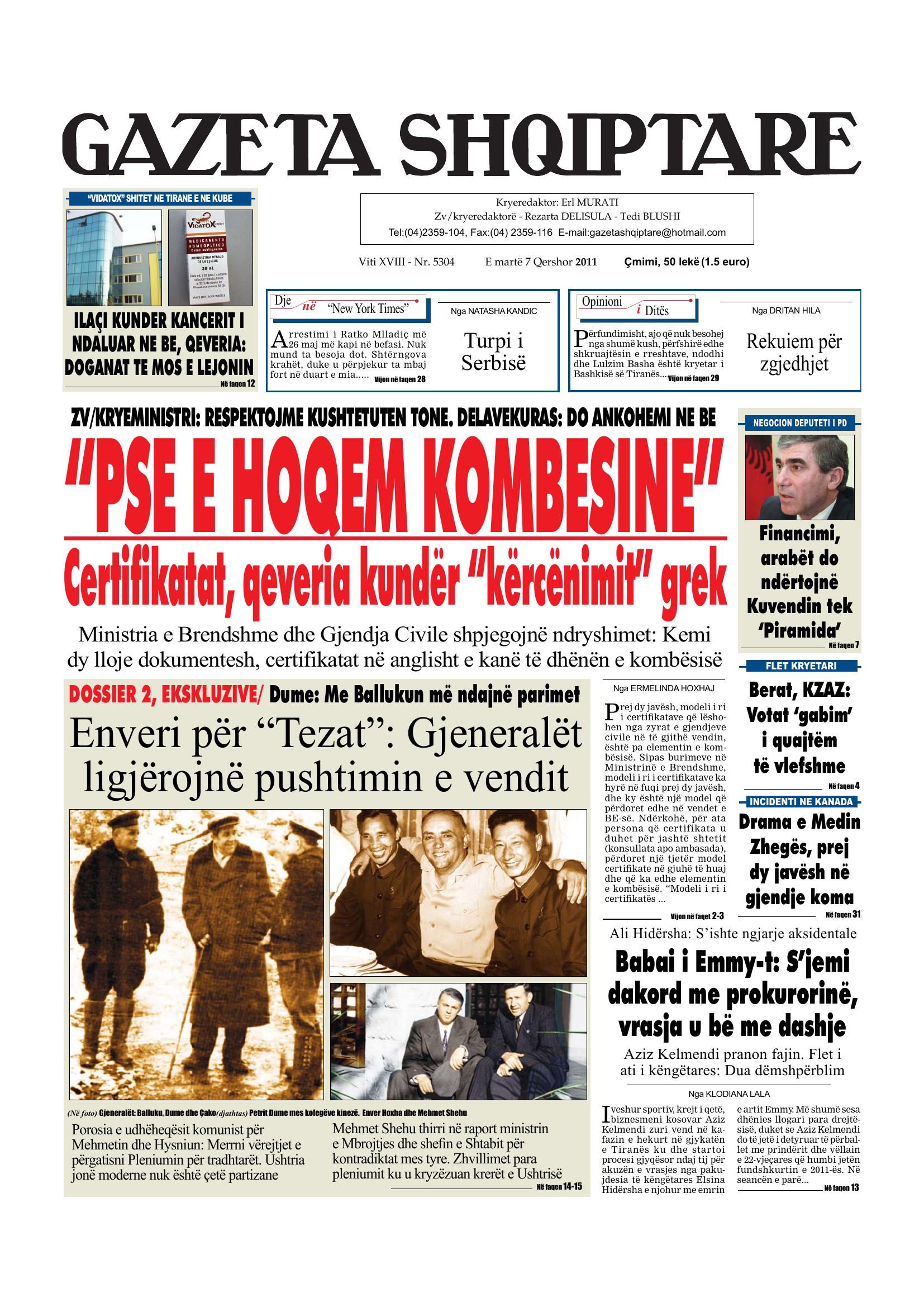 Gazeta Shqiptare 2011-06-07