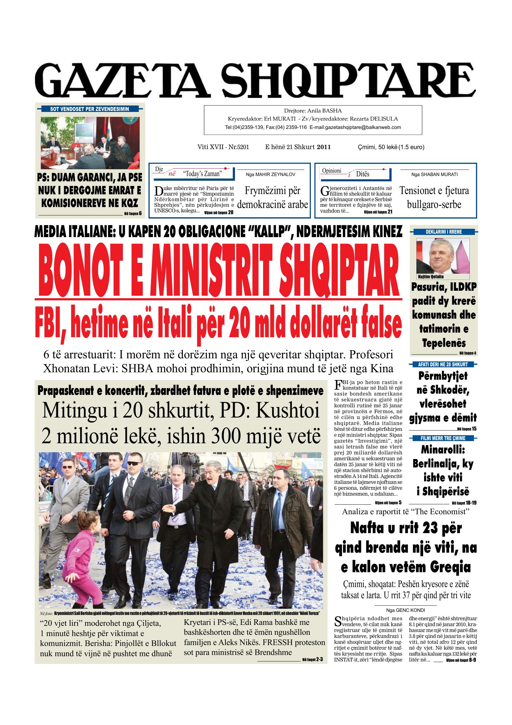 Gazeta Shqiptare 2011-02-21