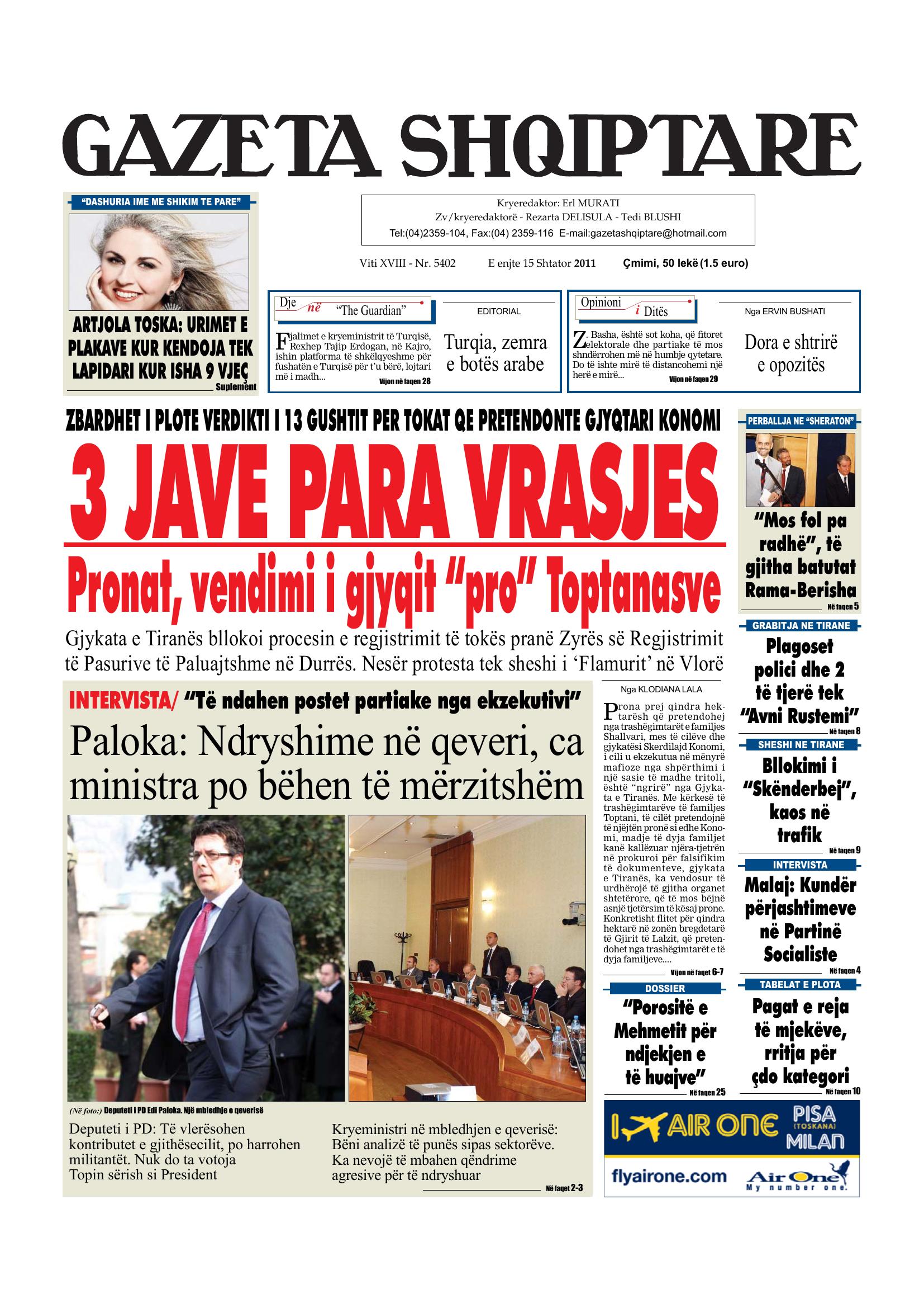 Gazeta Shqiptare 2011-09-15