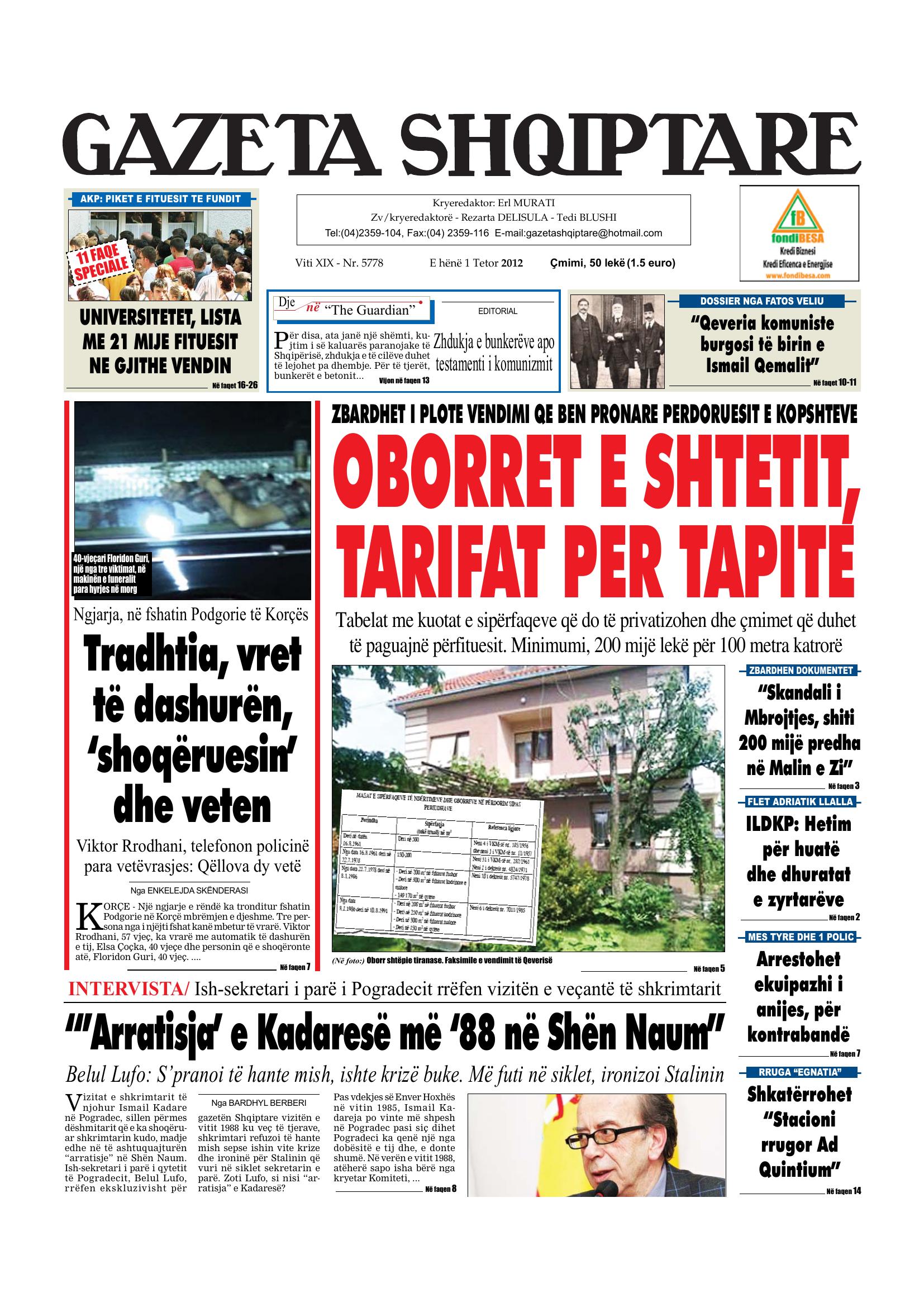 Gazeta Shqiptare 2012-10-01