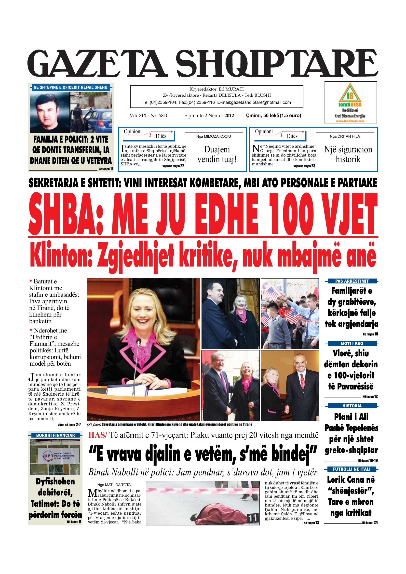 Gazeta Shqiptare 2012-11-02