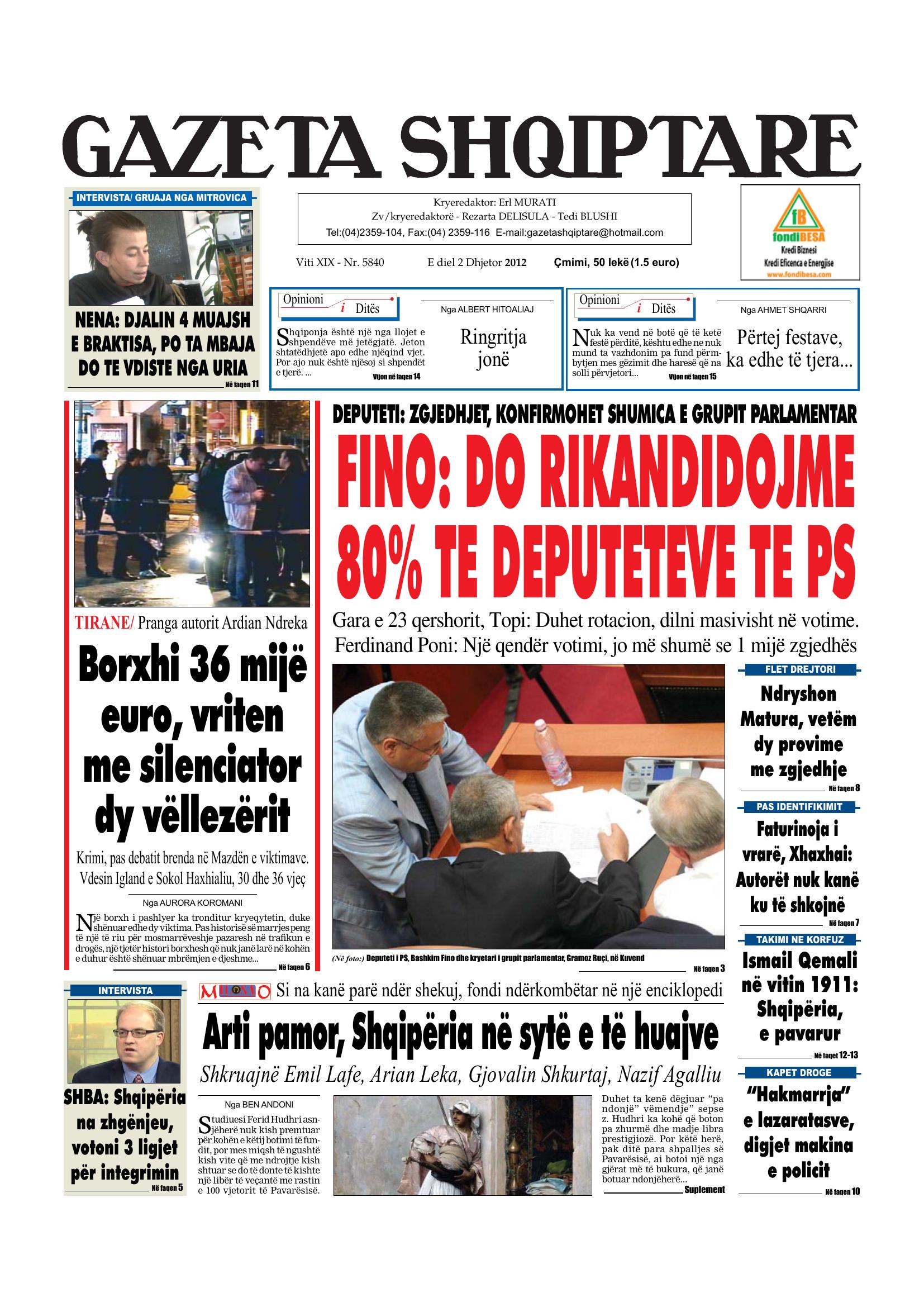 Gazeta Shqiptare 2012-12-02