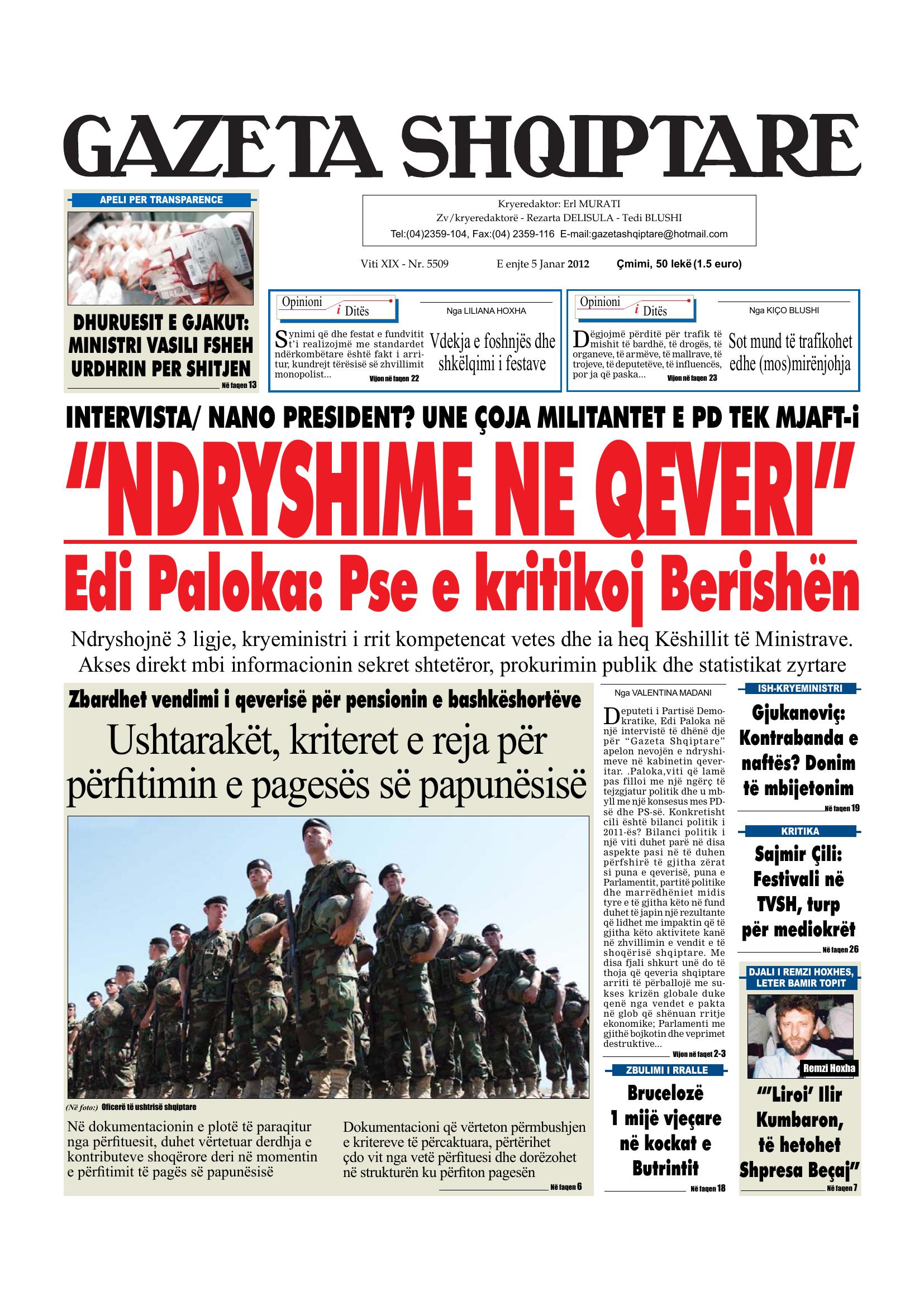 Gazeta Shqiptare 2012-01-05