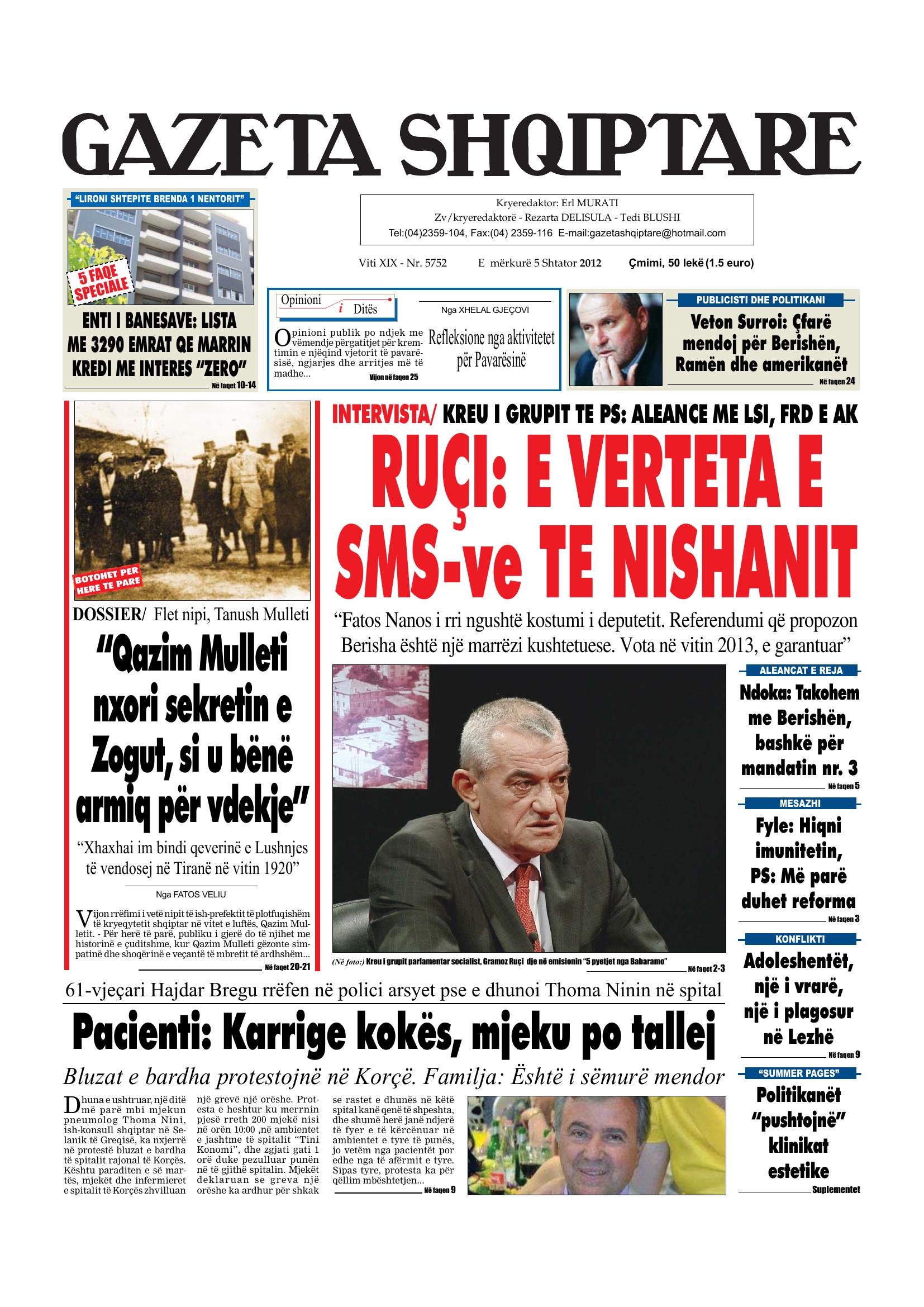 Gazeta Shqiptare 2012-09-05