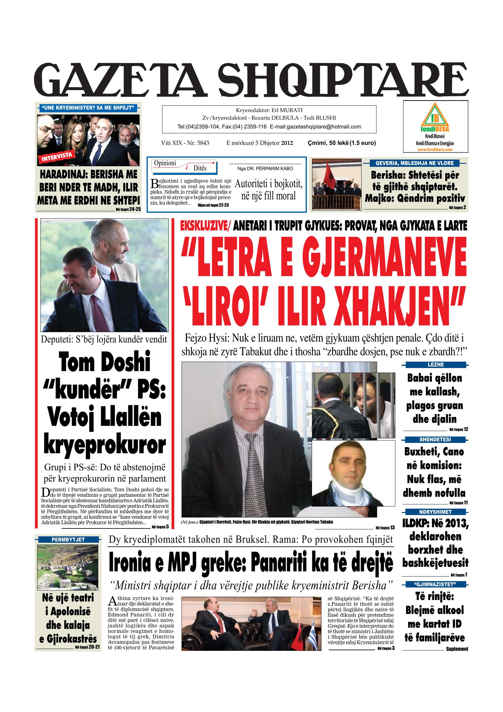 Gazeta Shqiptare 2012-12-05