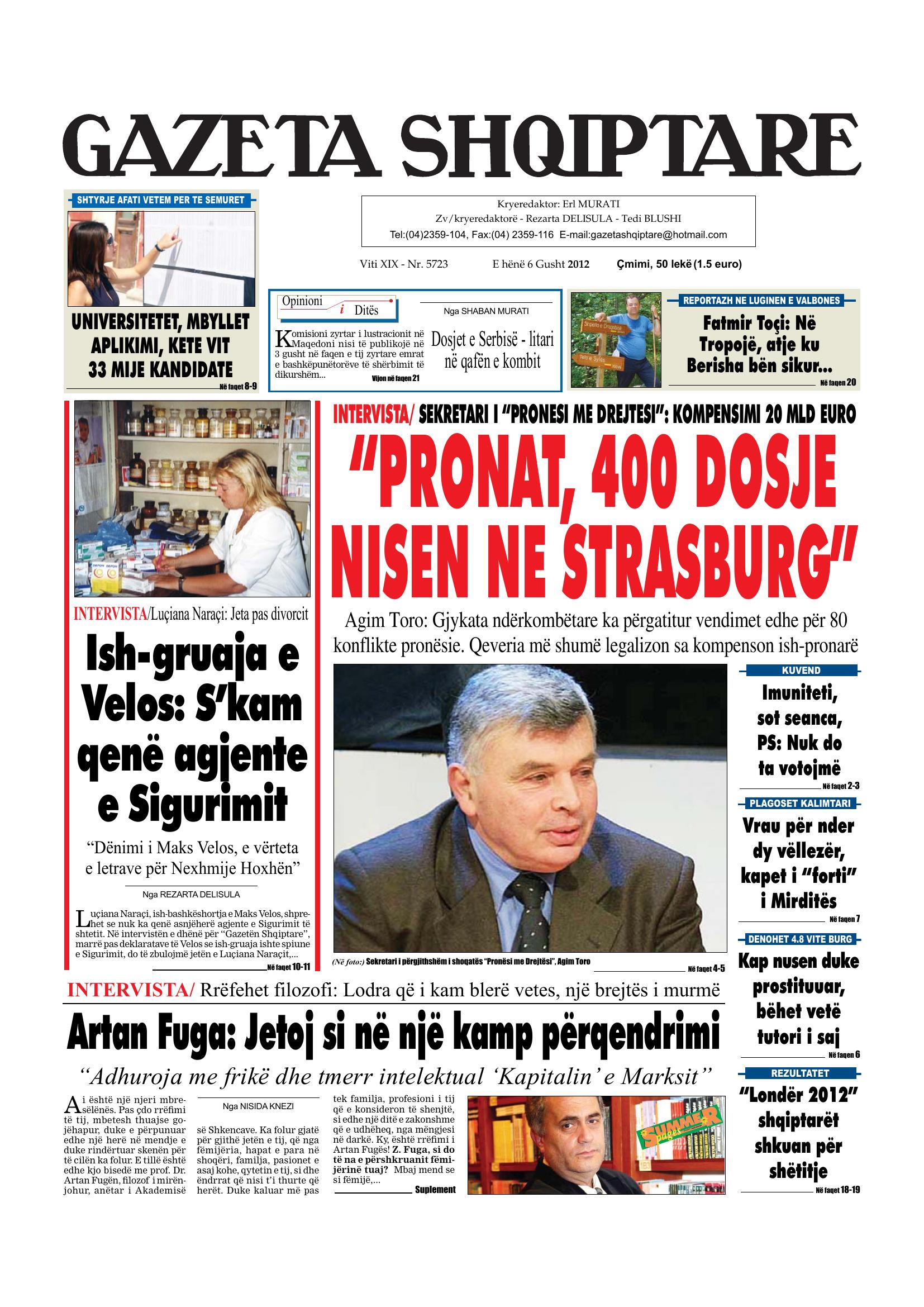 Gazeta Shqiptare 2012-08-06