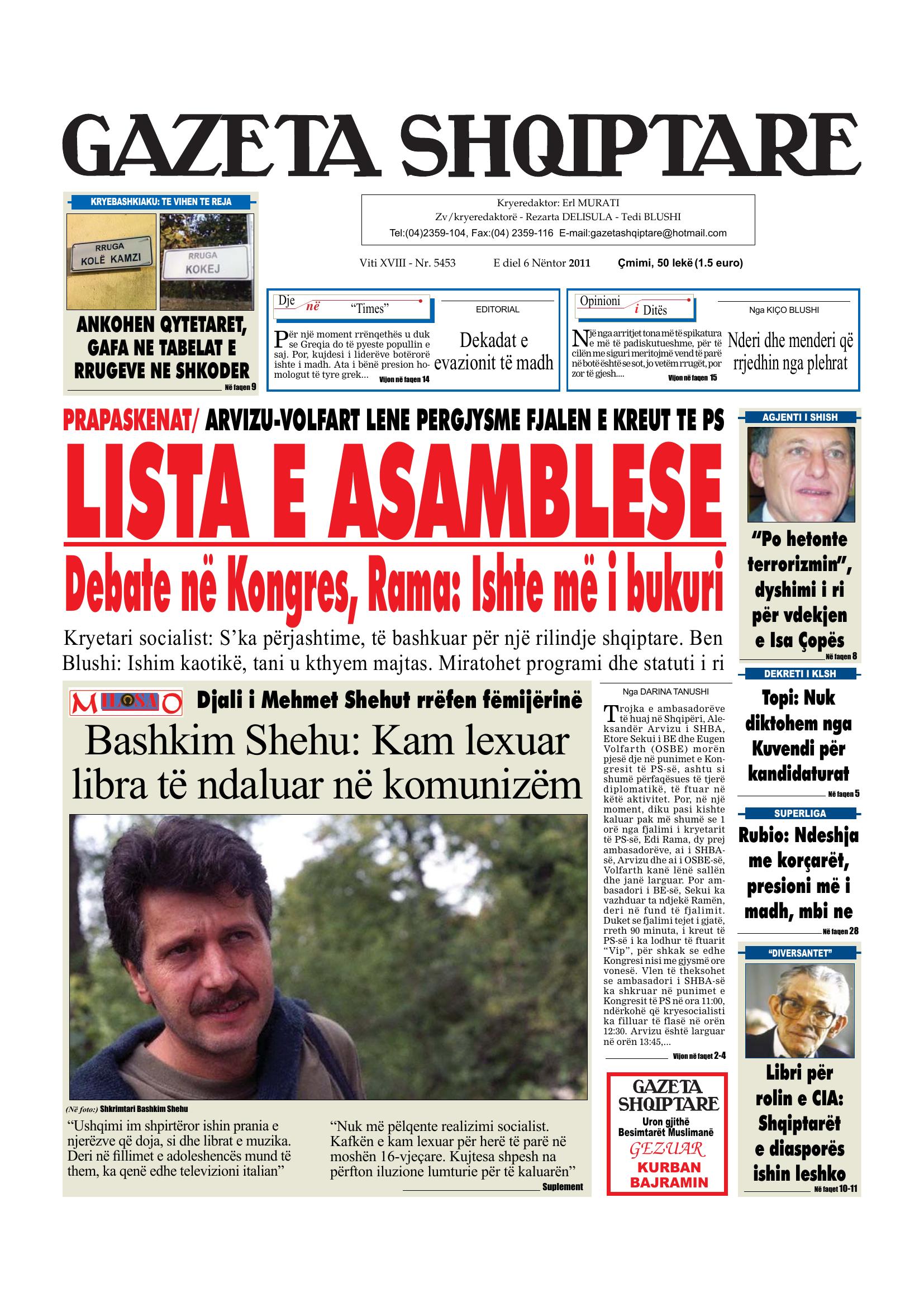 Gazeta Shqiptare 2011-11-06