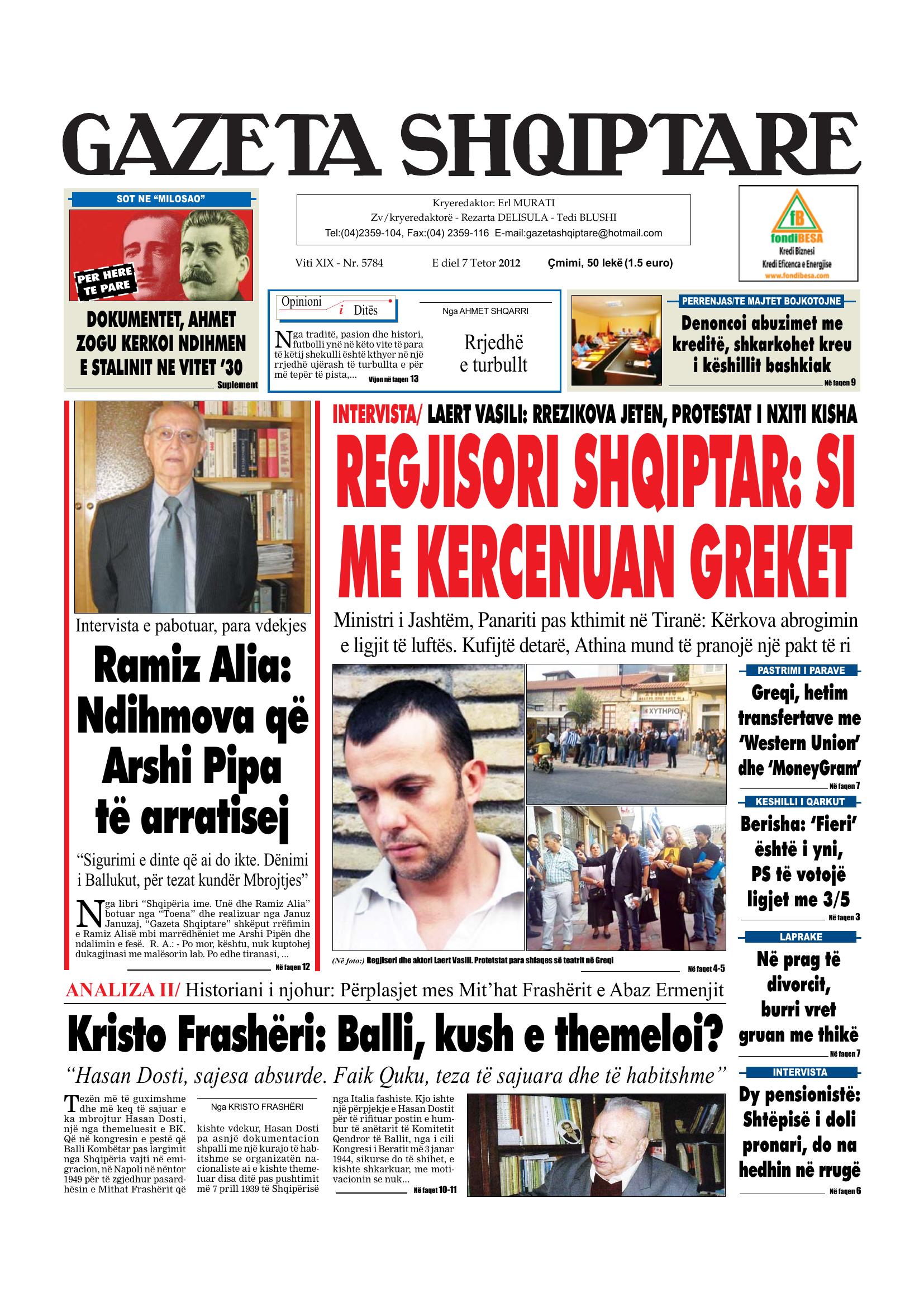 Gazeta Shqiptare 2012-10-07