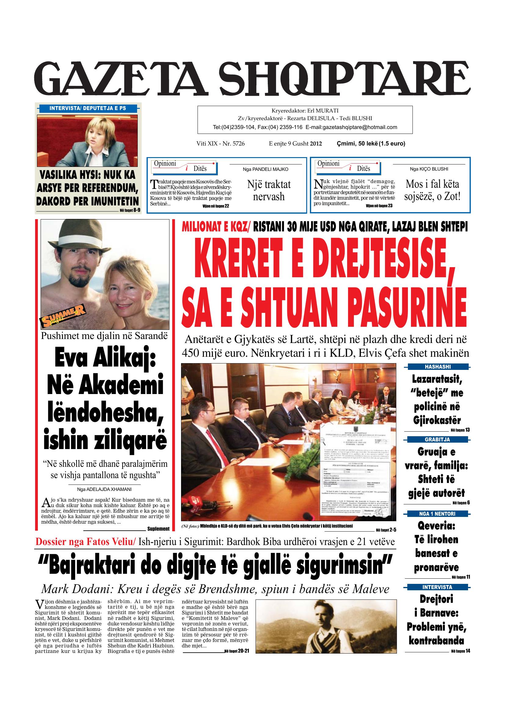 Gazeta Shqiptare 2012-08-09