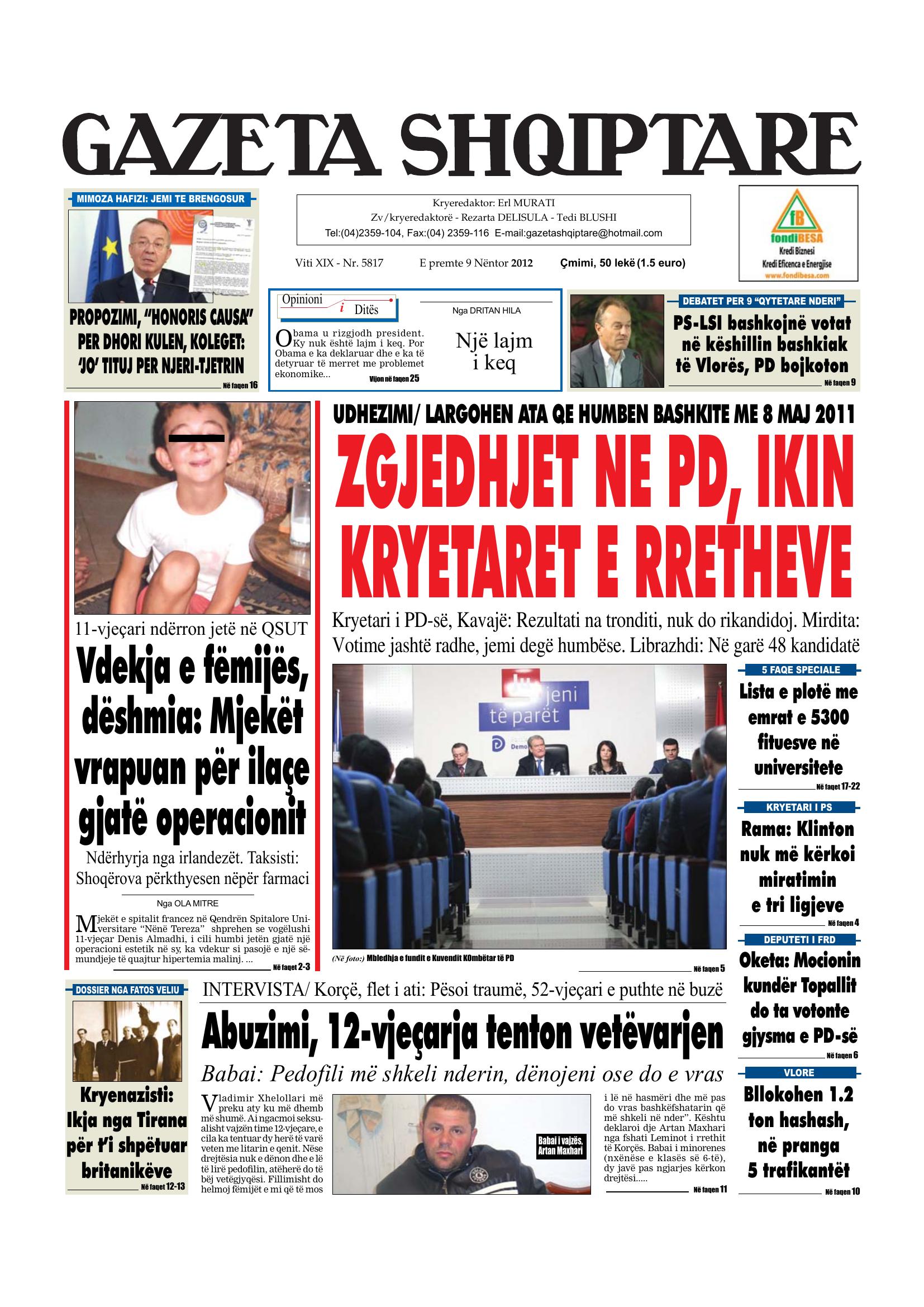 Gazeta Shqiptare 2012-11-09