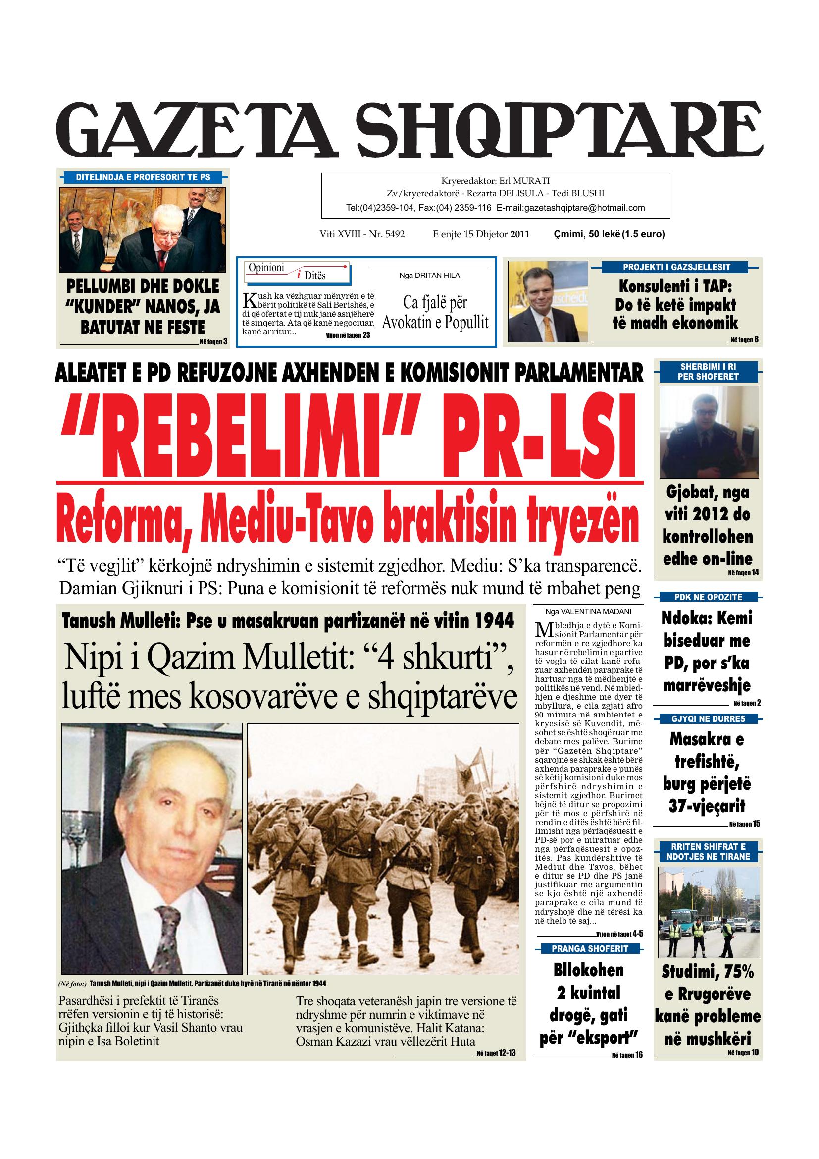 Gazeta Shqiptare 2011-12-15