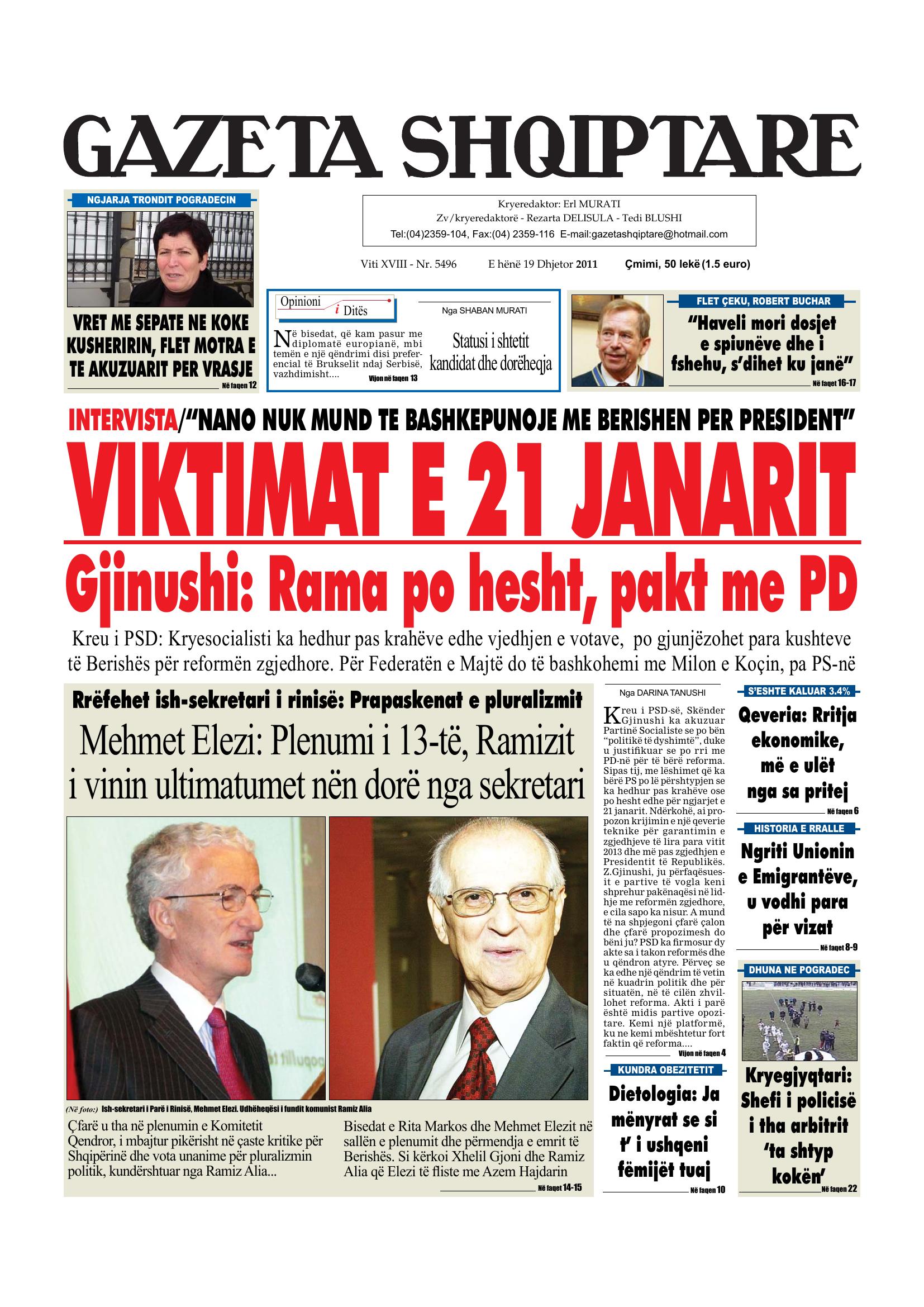 Gazeta Shqiptare 2011-12-19