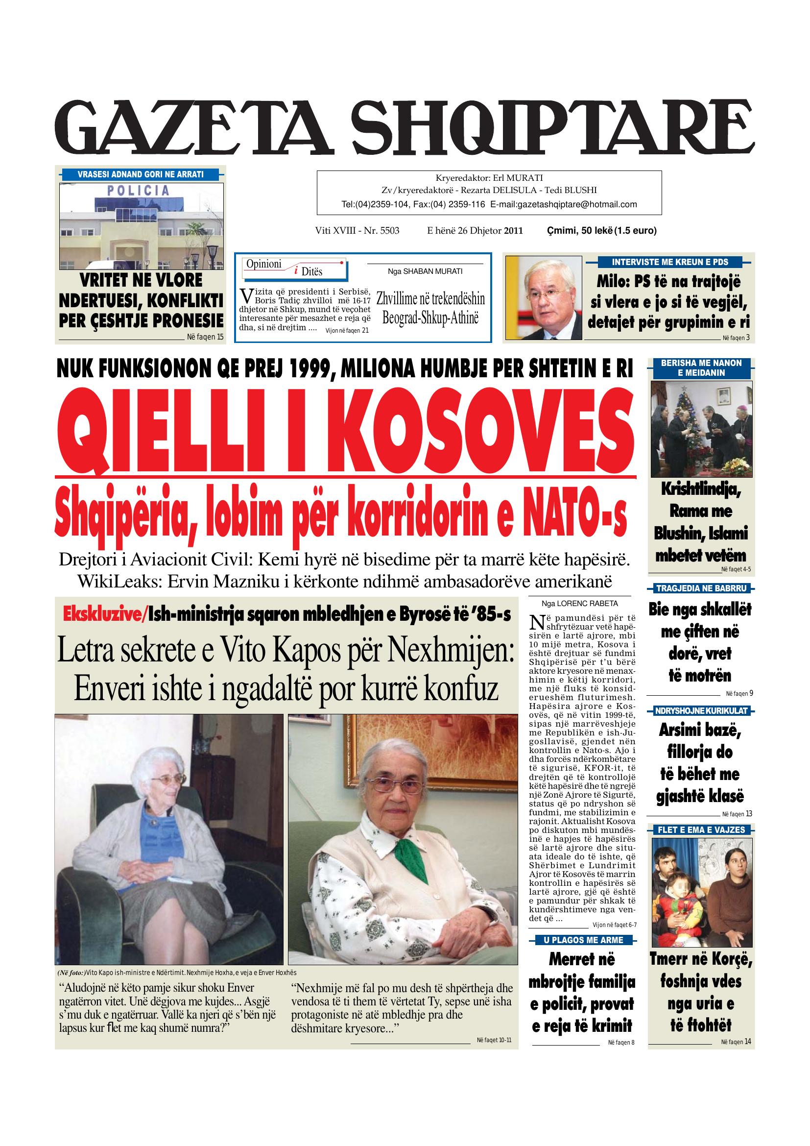 Gazeta Shqiptare 2011-12-26