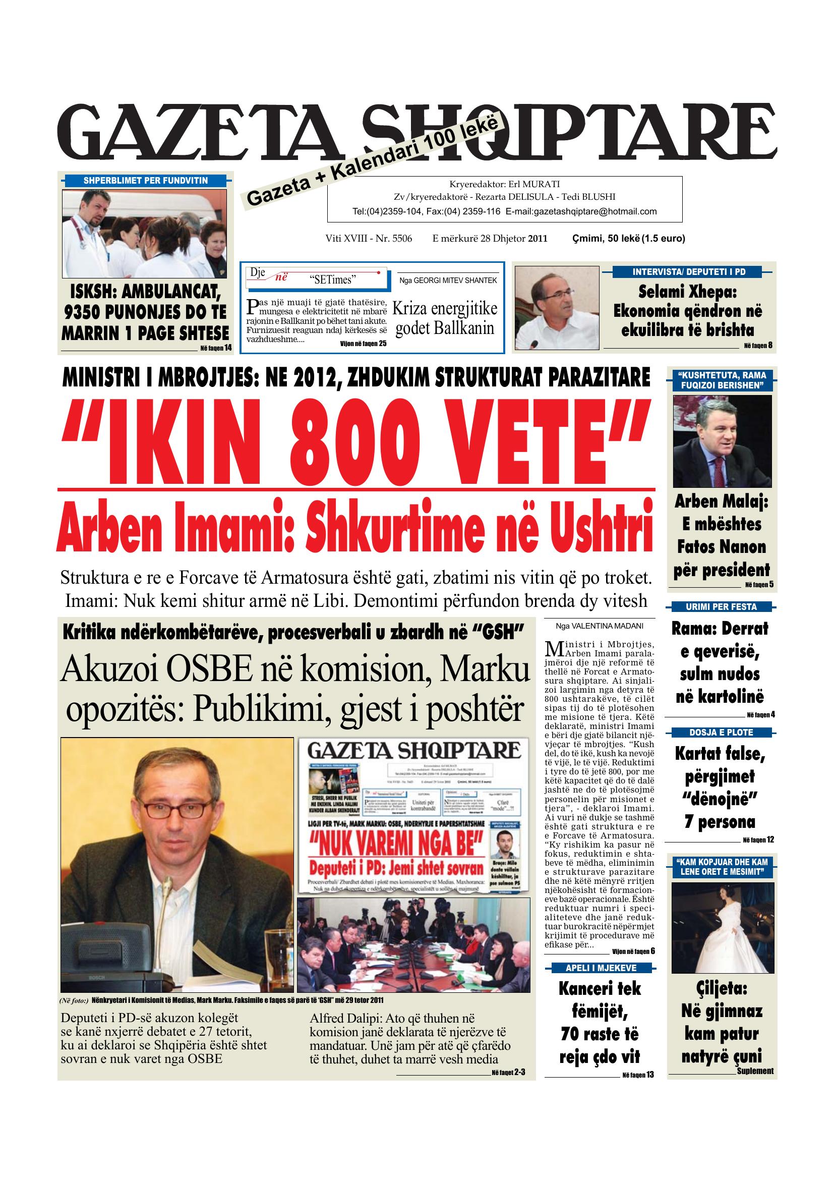 Gazeta Shqiptare 2011-12-28