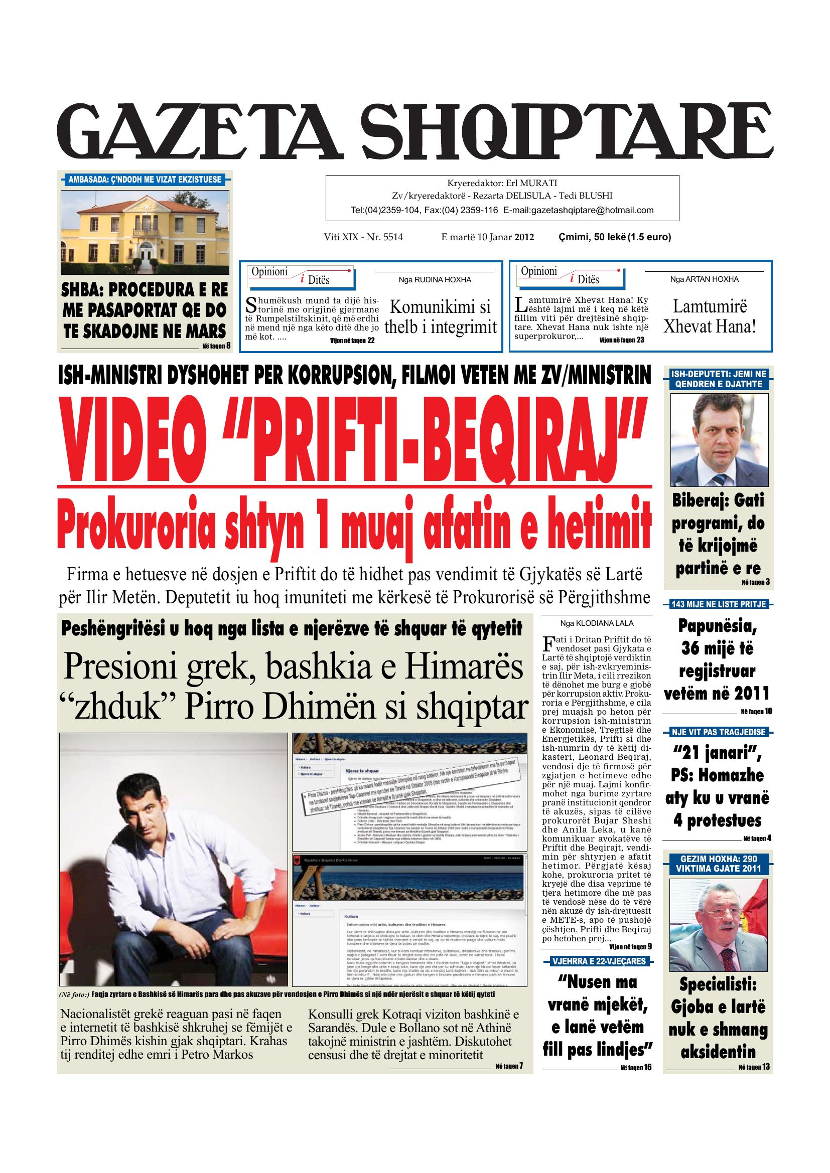 Gazeta Shqiptare 2012-01-10