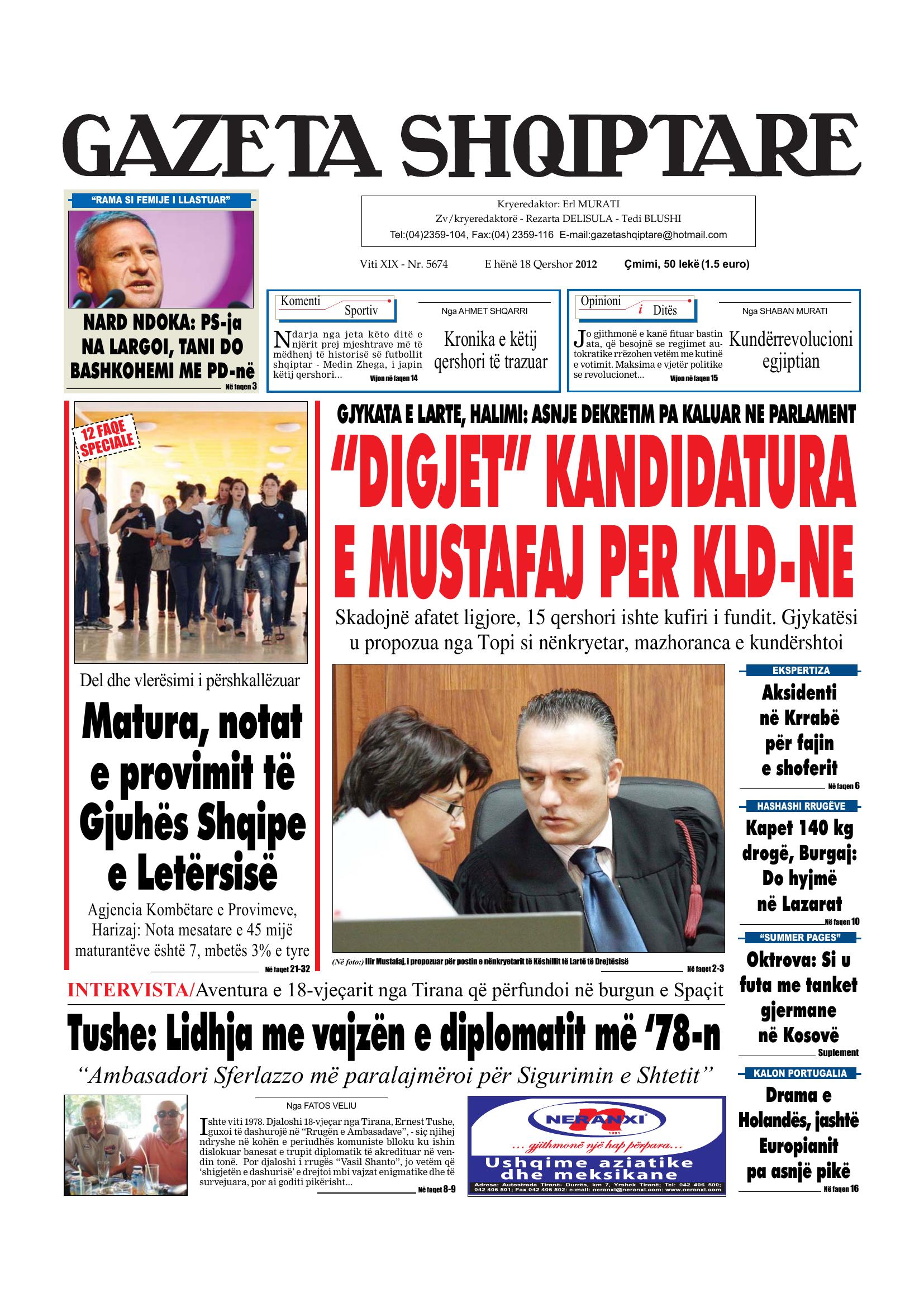 Gazeta Shqiptare 2012-06-18