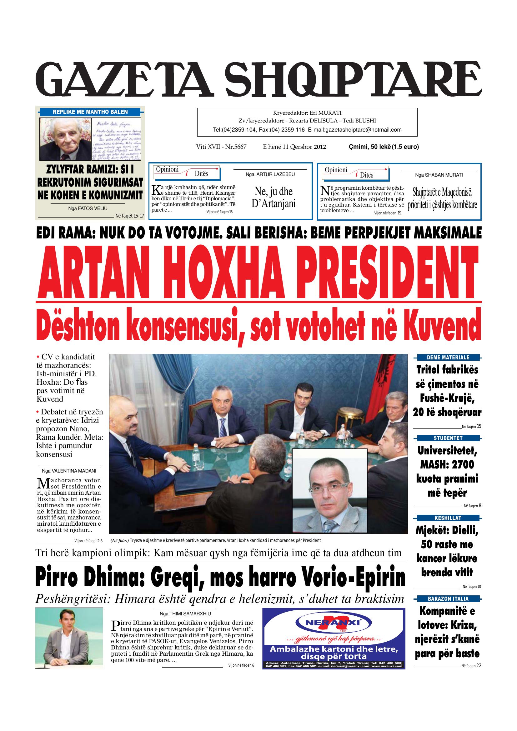 Gazeta Shqiptare 2012-06-11
