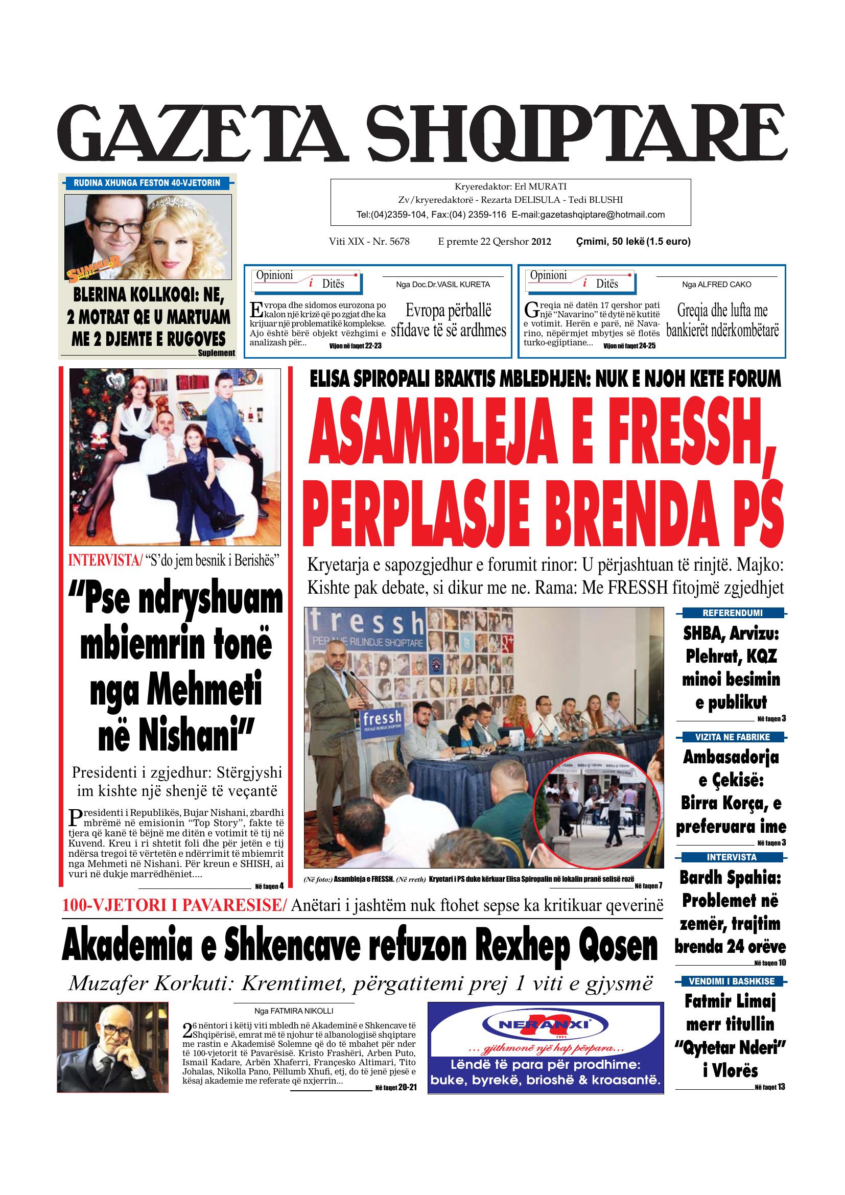 Gazeta Shqiptare 2012-06-22