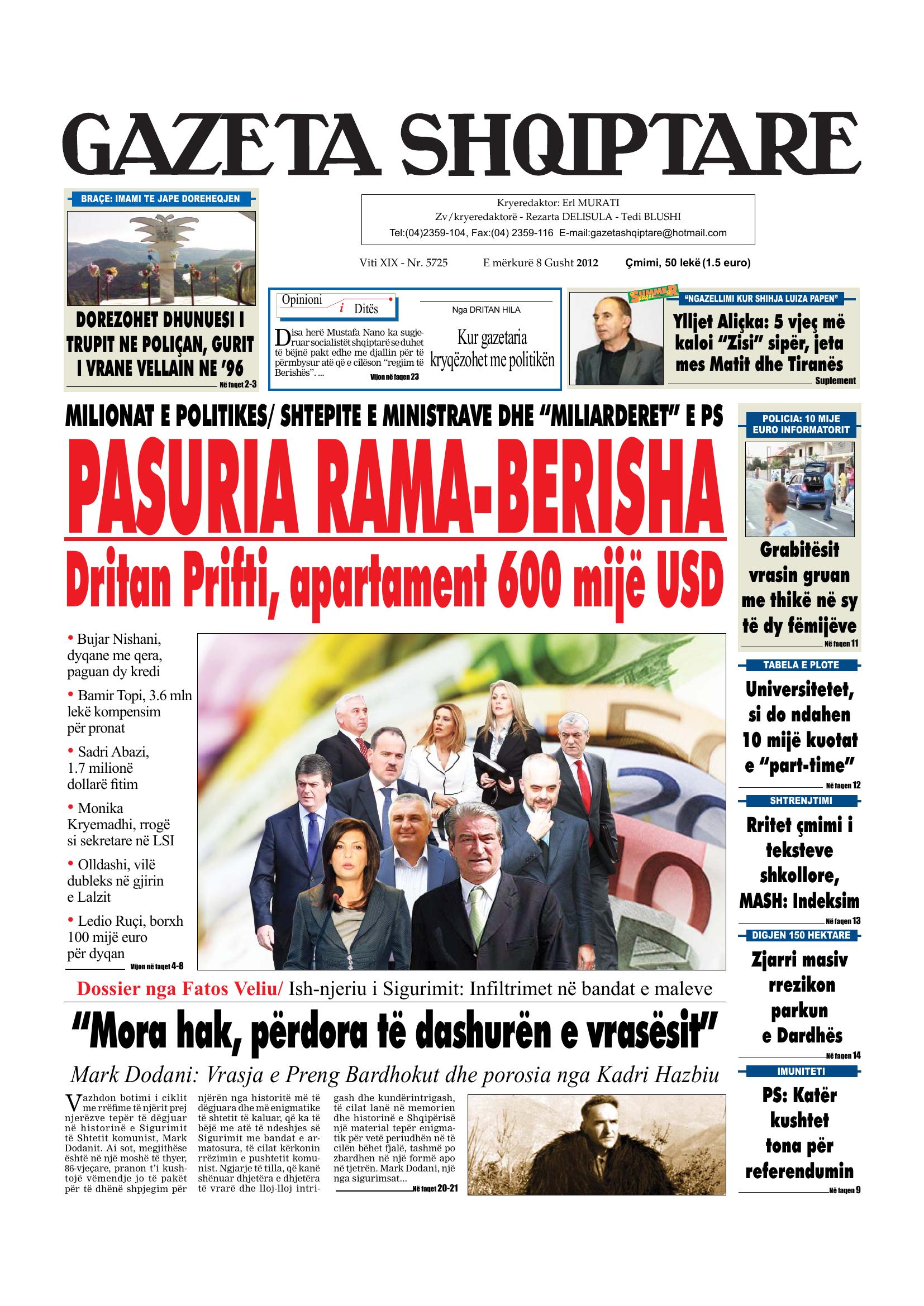 Gazeta Shqiptare 2012-08-08