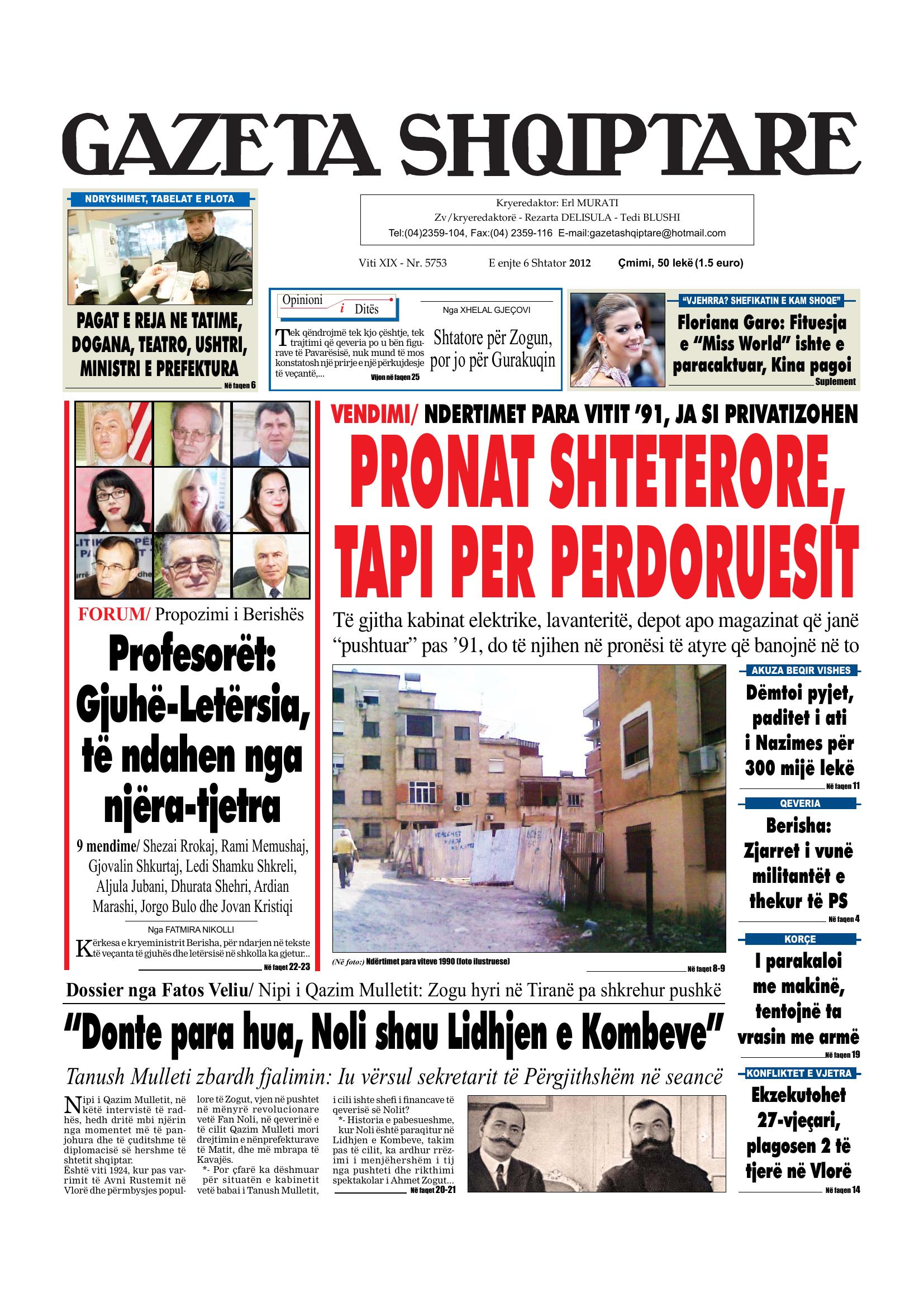 Gazeta Shqiptare 2012-09-06